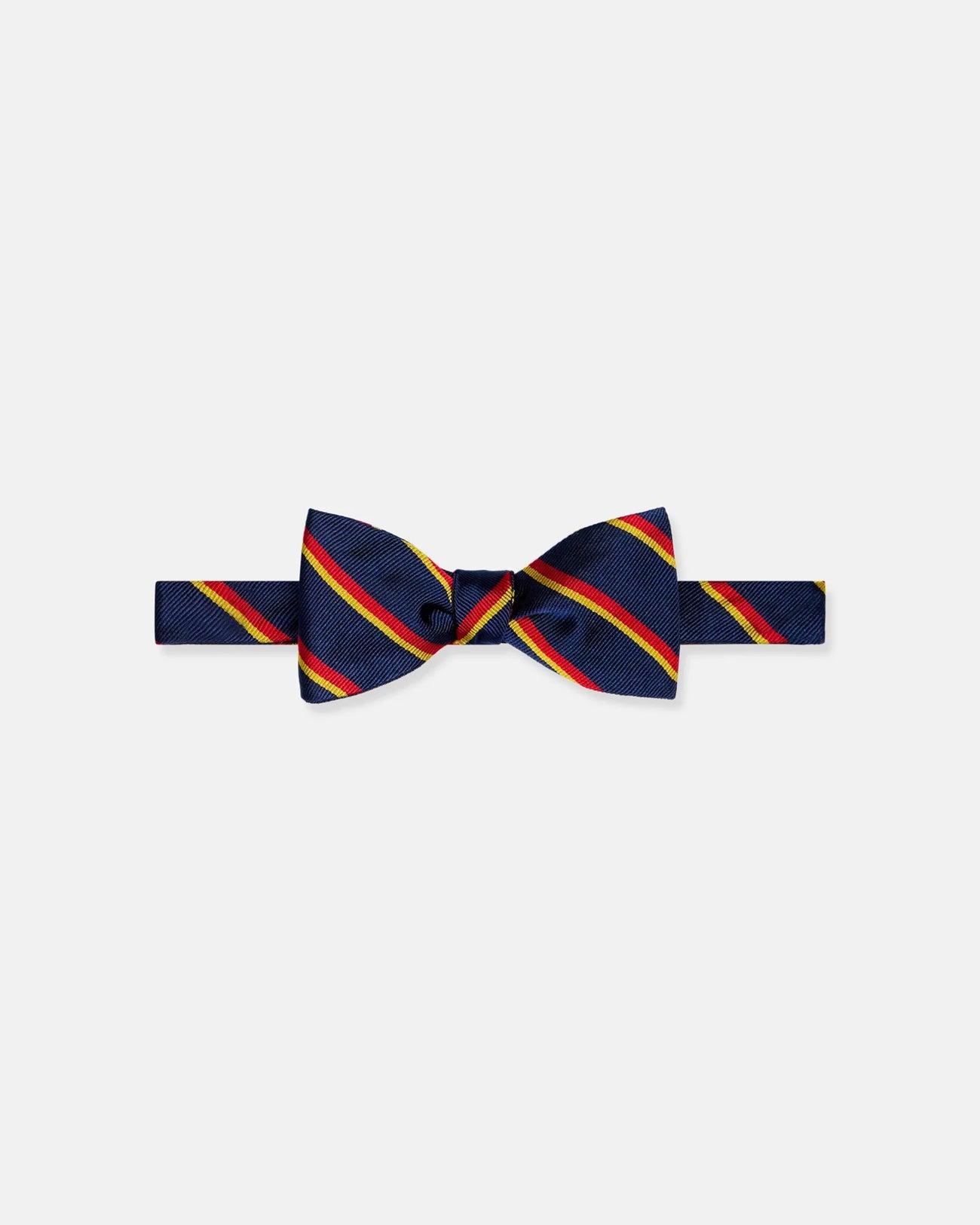 Made-in-UK Navy, Red & Yellow Regimental Silk Repp Bow Tie