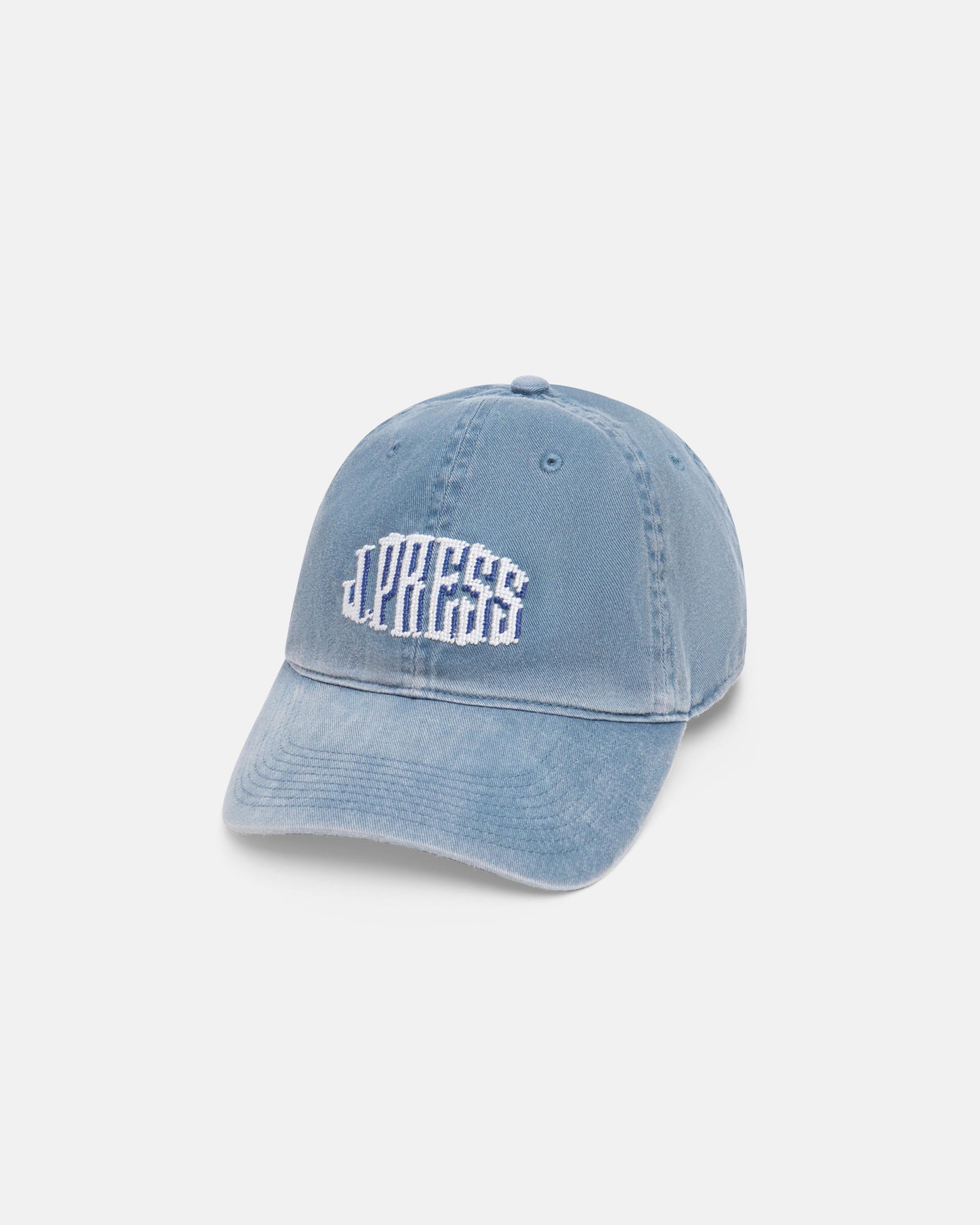 J. Press White on Steel Blue Needlepoint Hat