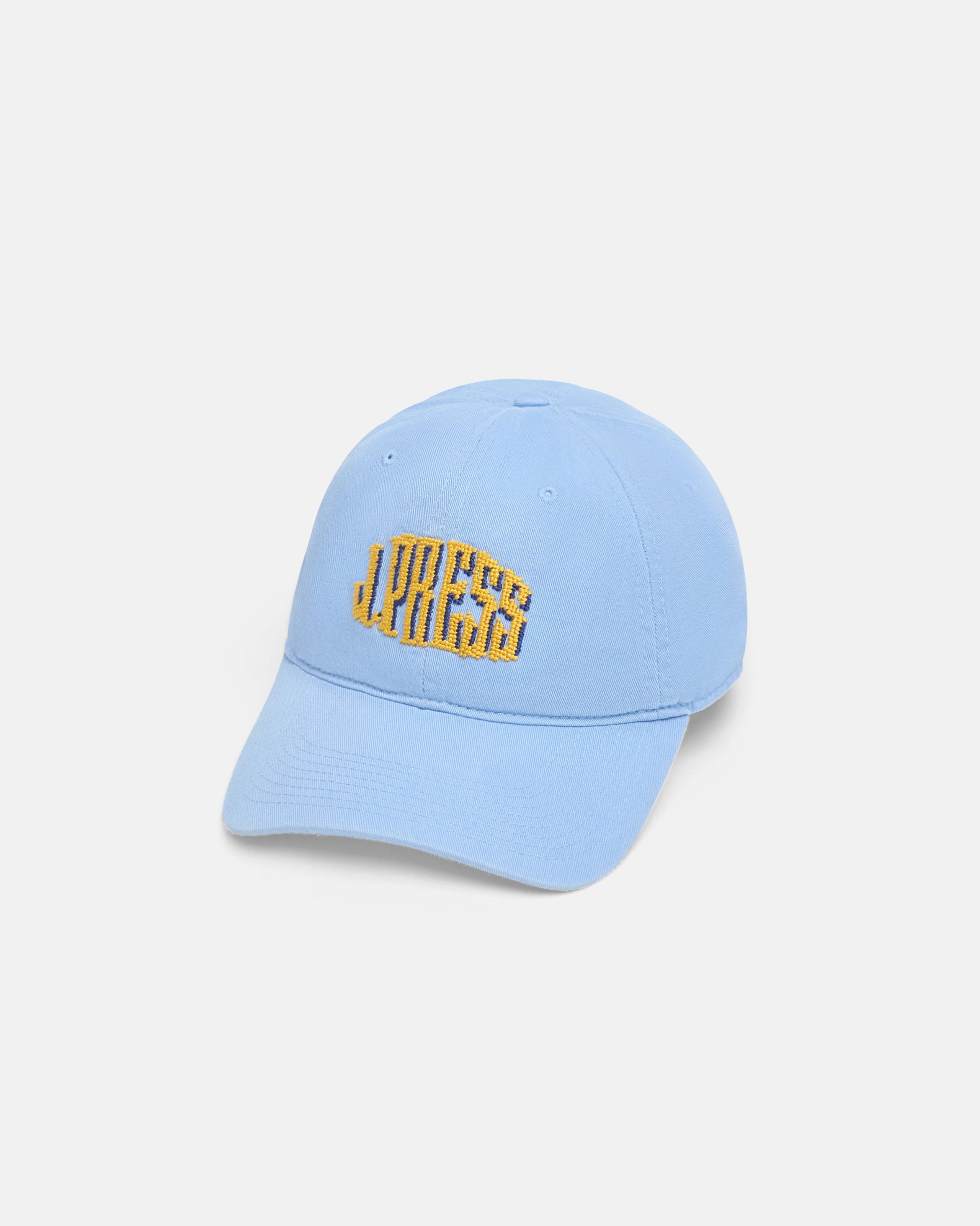 J. Press Yellow on Light Blue Needlepoint Hat