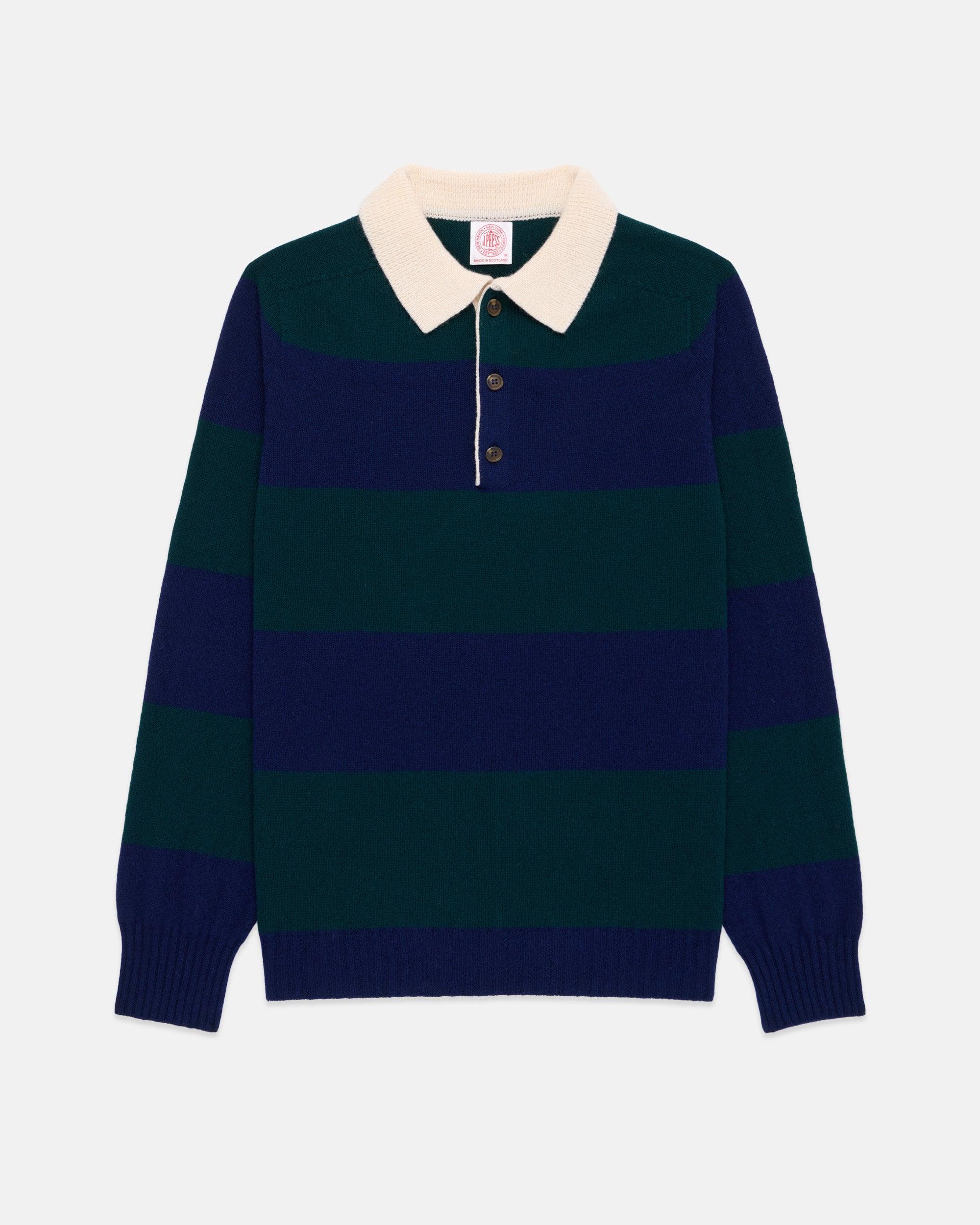 Made-in-Scotland Navy & Green Rugby Sweater