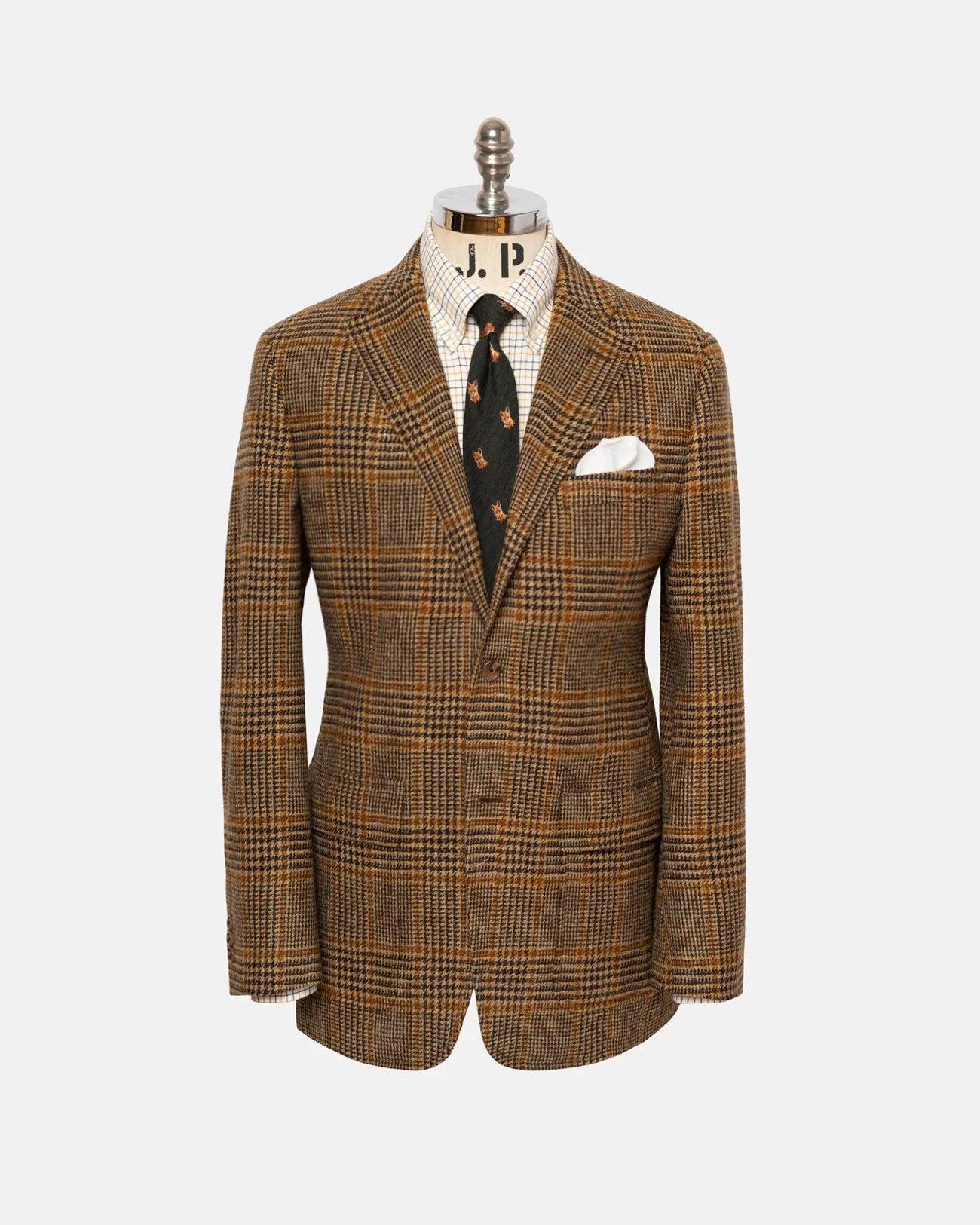 Made-in-USA Brown Prince of Wales Cheviot Tweed Sport Coat - Custom Make