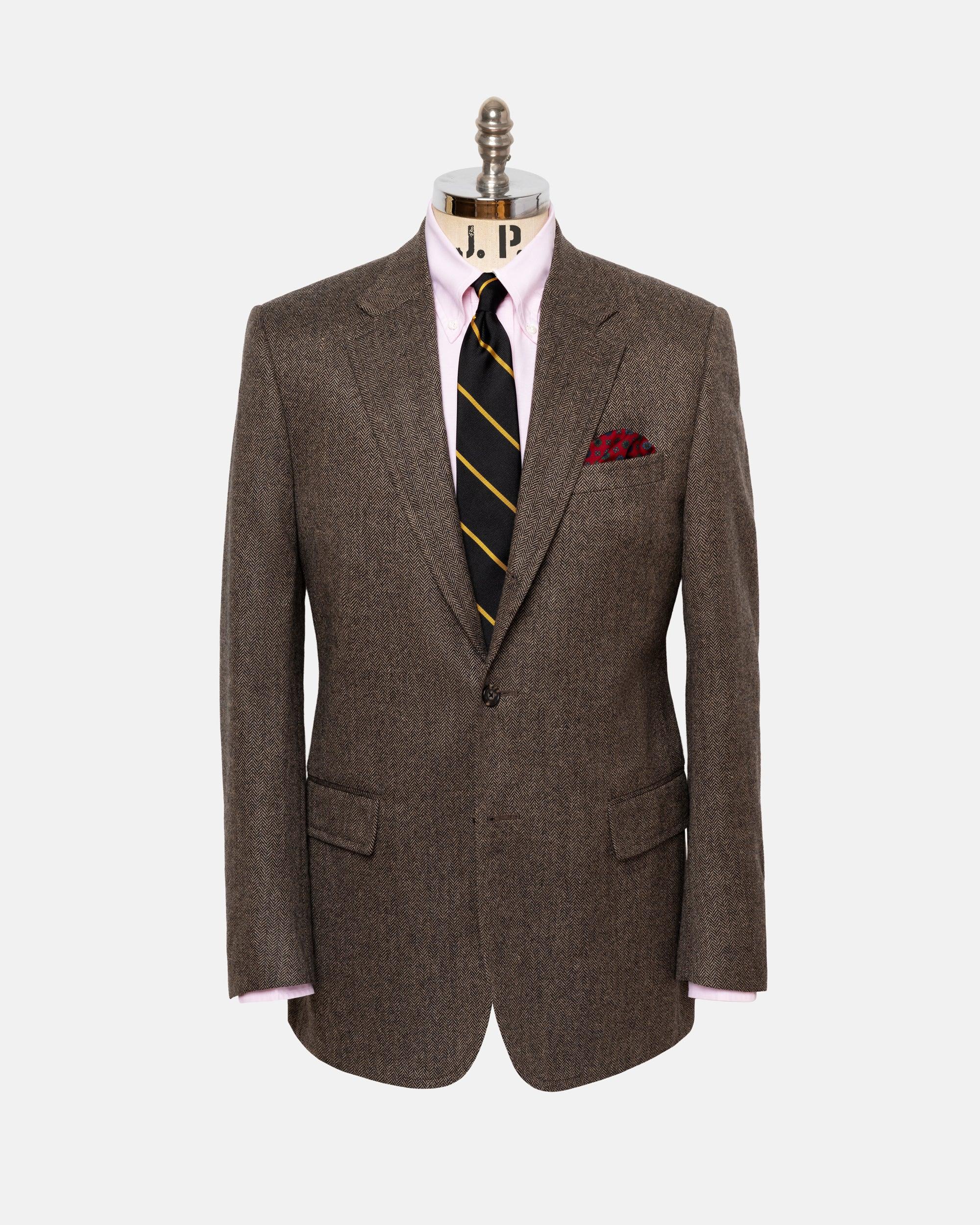 Empire Made-in-Canada Tan Herringbone Pure Cashmere Sport Coat - Custom Make