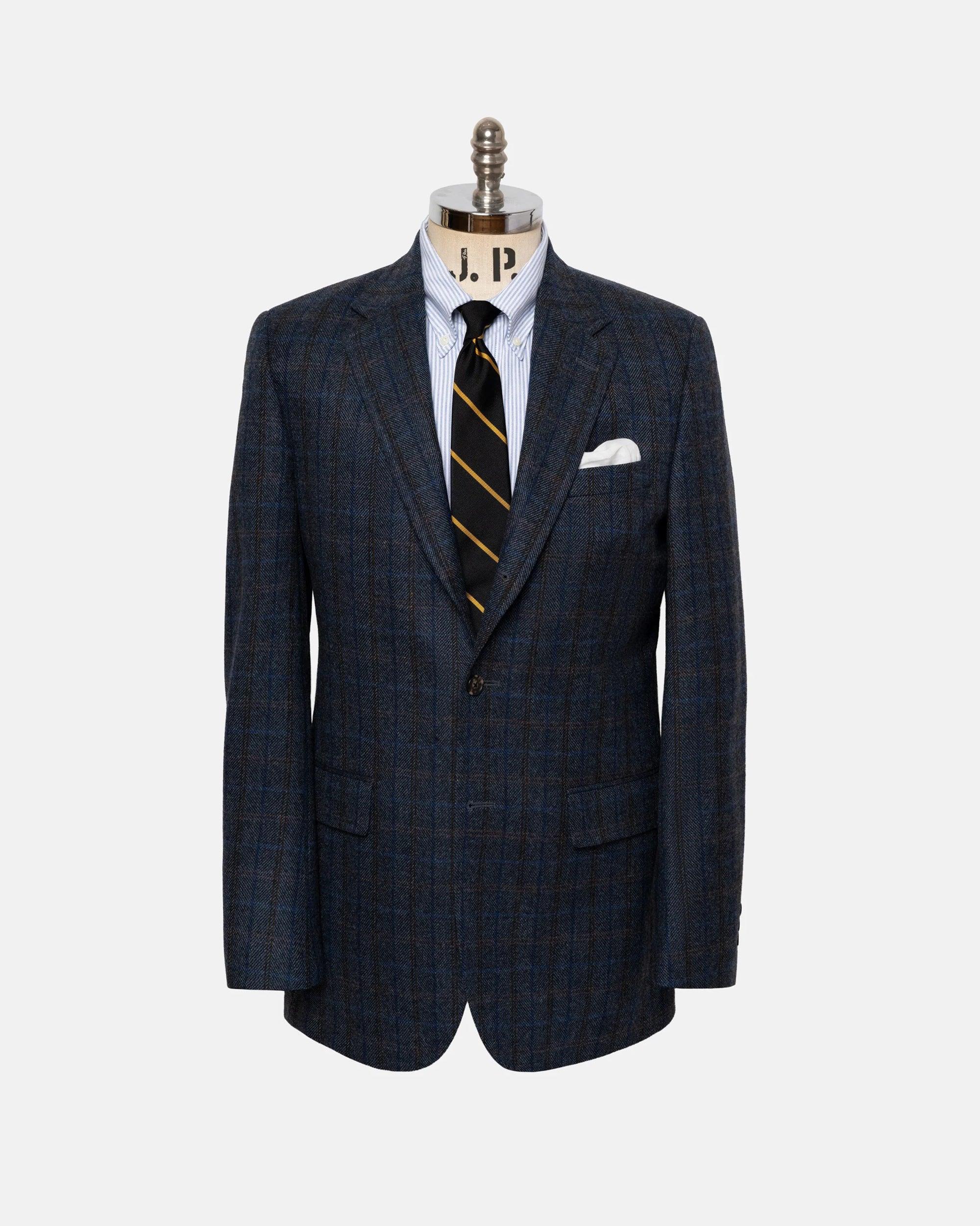 Made-in-Canada Blue & Black Herringbone with Windowpane Sport Coat