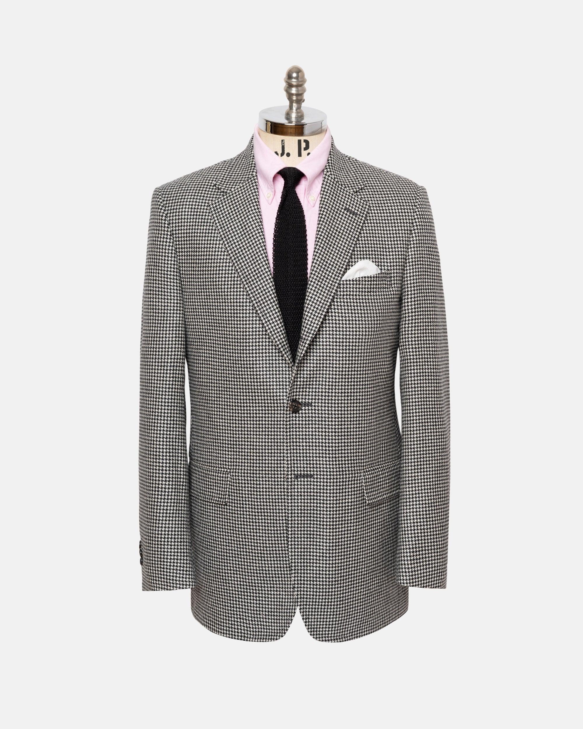 Made-in-Canada Black & White Houndstooth Cashmere Sport Coat - Custom Make