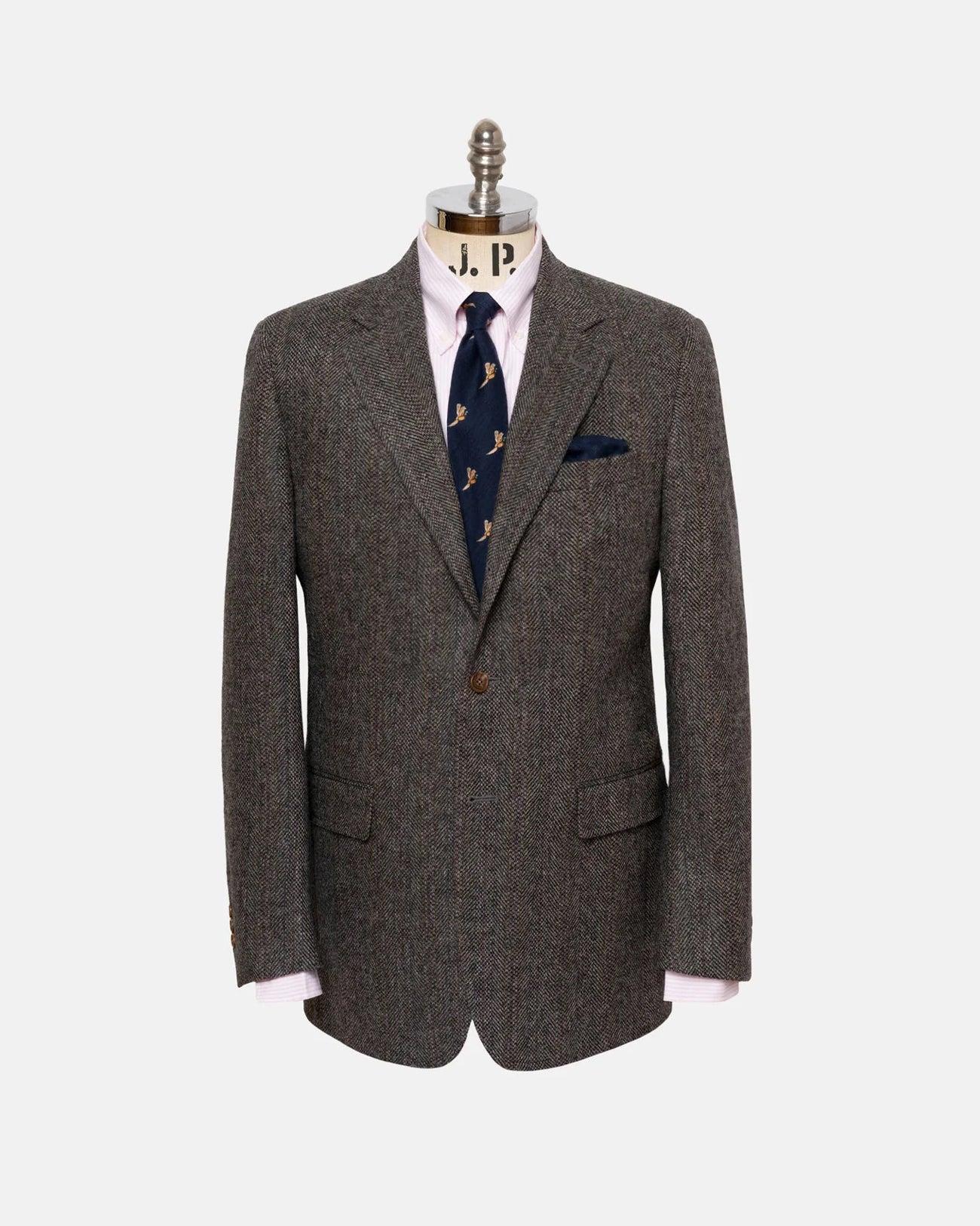 Made-in-Canada Brown Barleybone Stripe Irish Tweed Sport Coat