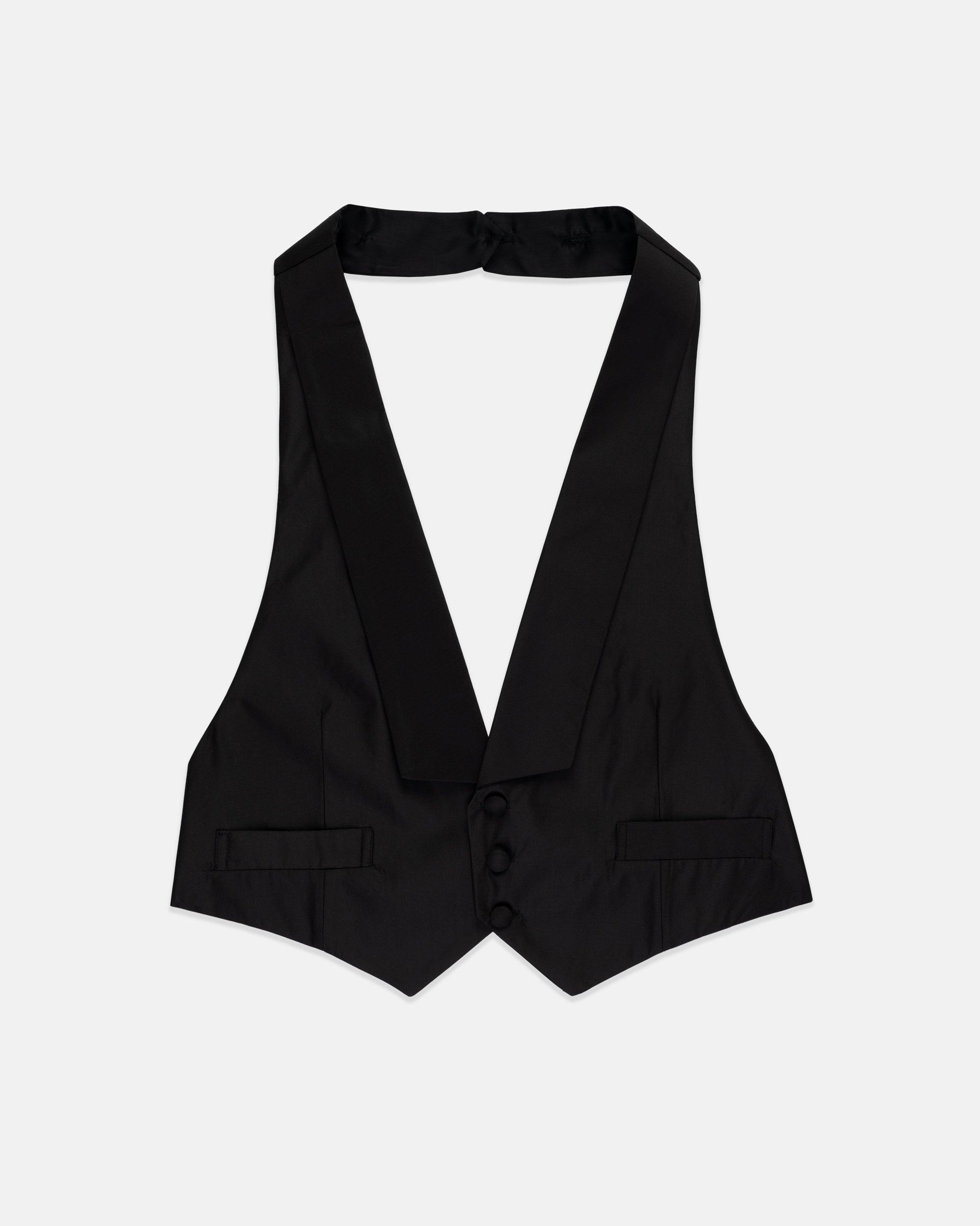 Made-in-USA Black Grosgrain Formal Waistcoat