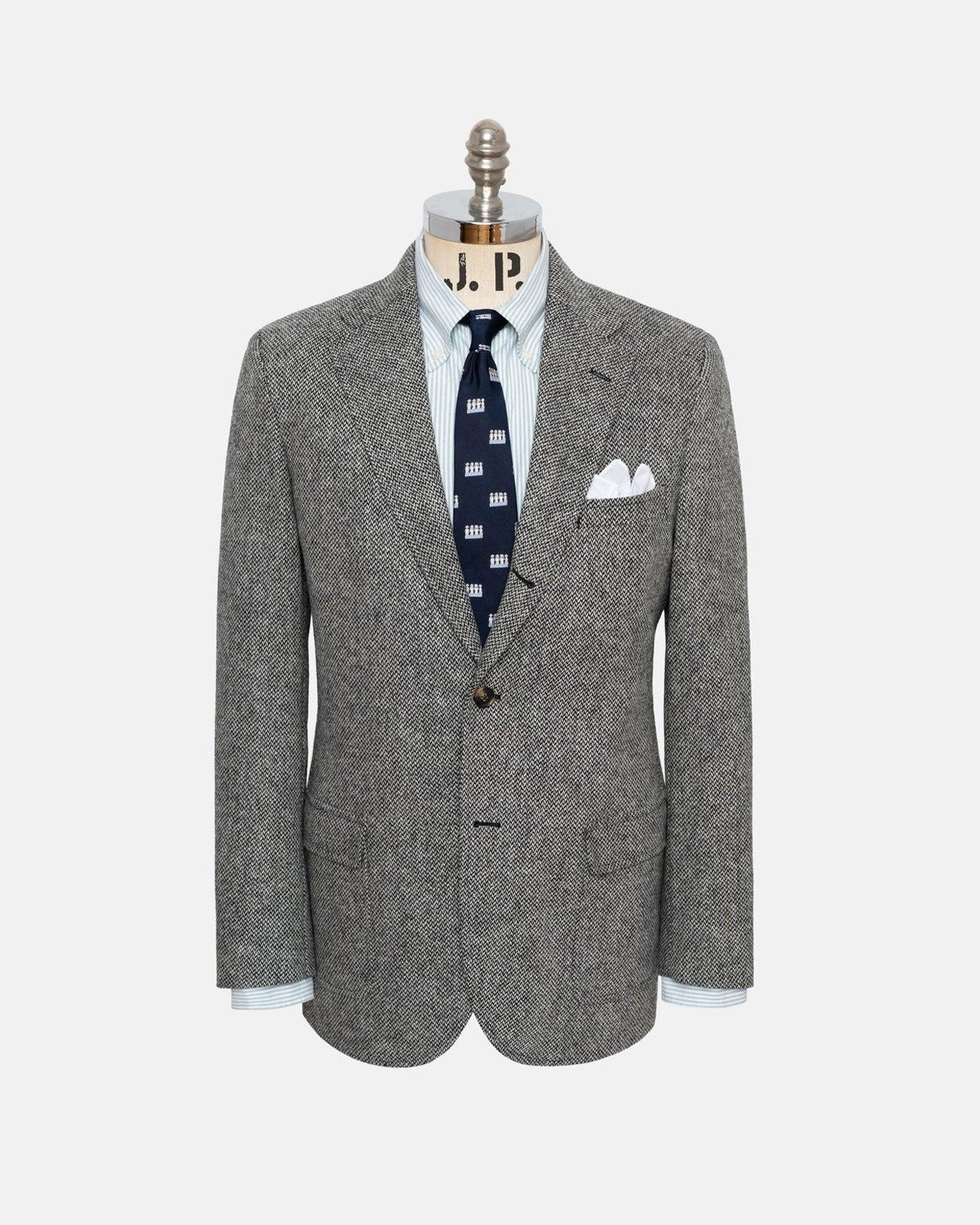 Empire Made-in-Canada Grey Barleybone Stripe Irish Tweed Sport Coat