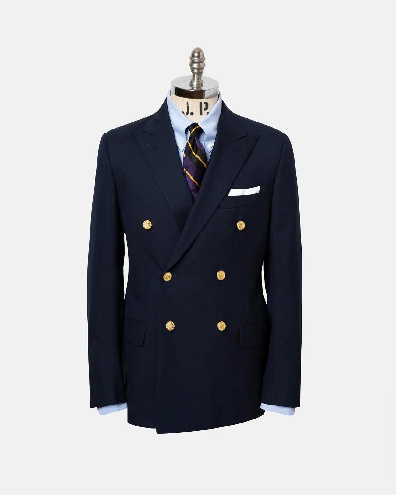 Made-in-USA Double-Breasted Navy Tropical Wool Blazer - Custom Make