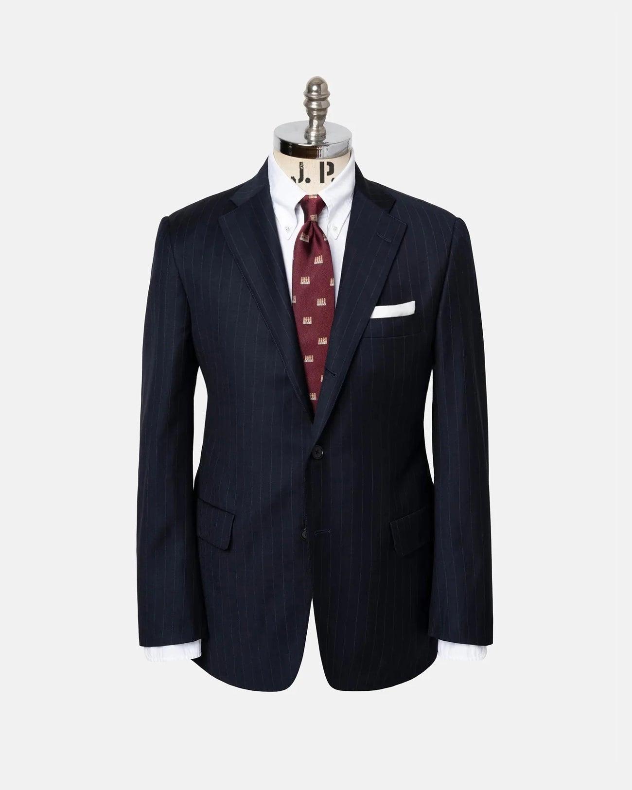 Made-in-USA Navy Chalkstripe Worsted Wool Ivy Model Suit