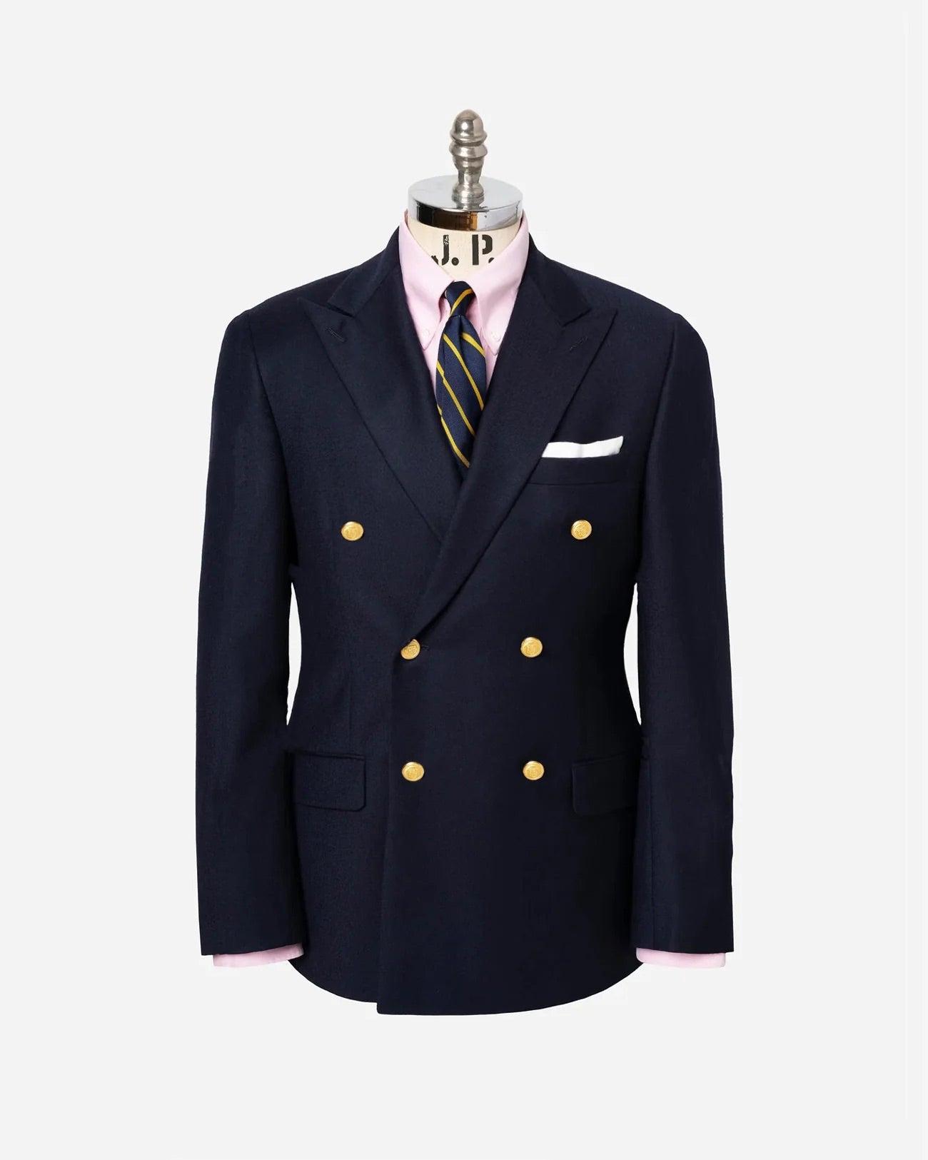 Made-in-USA Double-Breasted Navy Doeskin Blazer