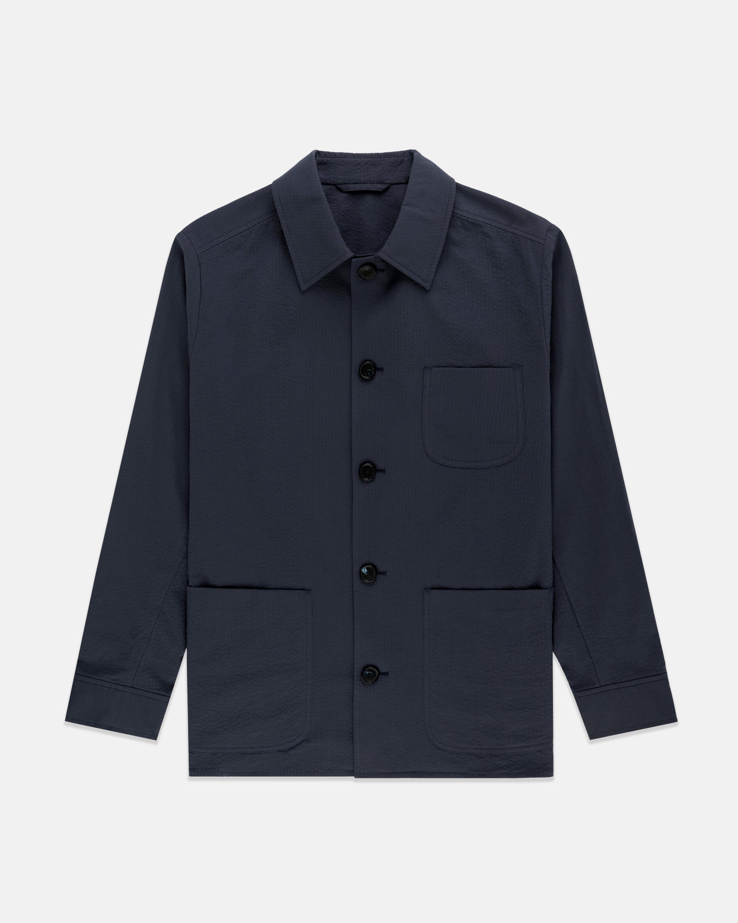 Made-in-USA Navy Seersucker Chore Jacket