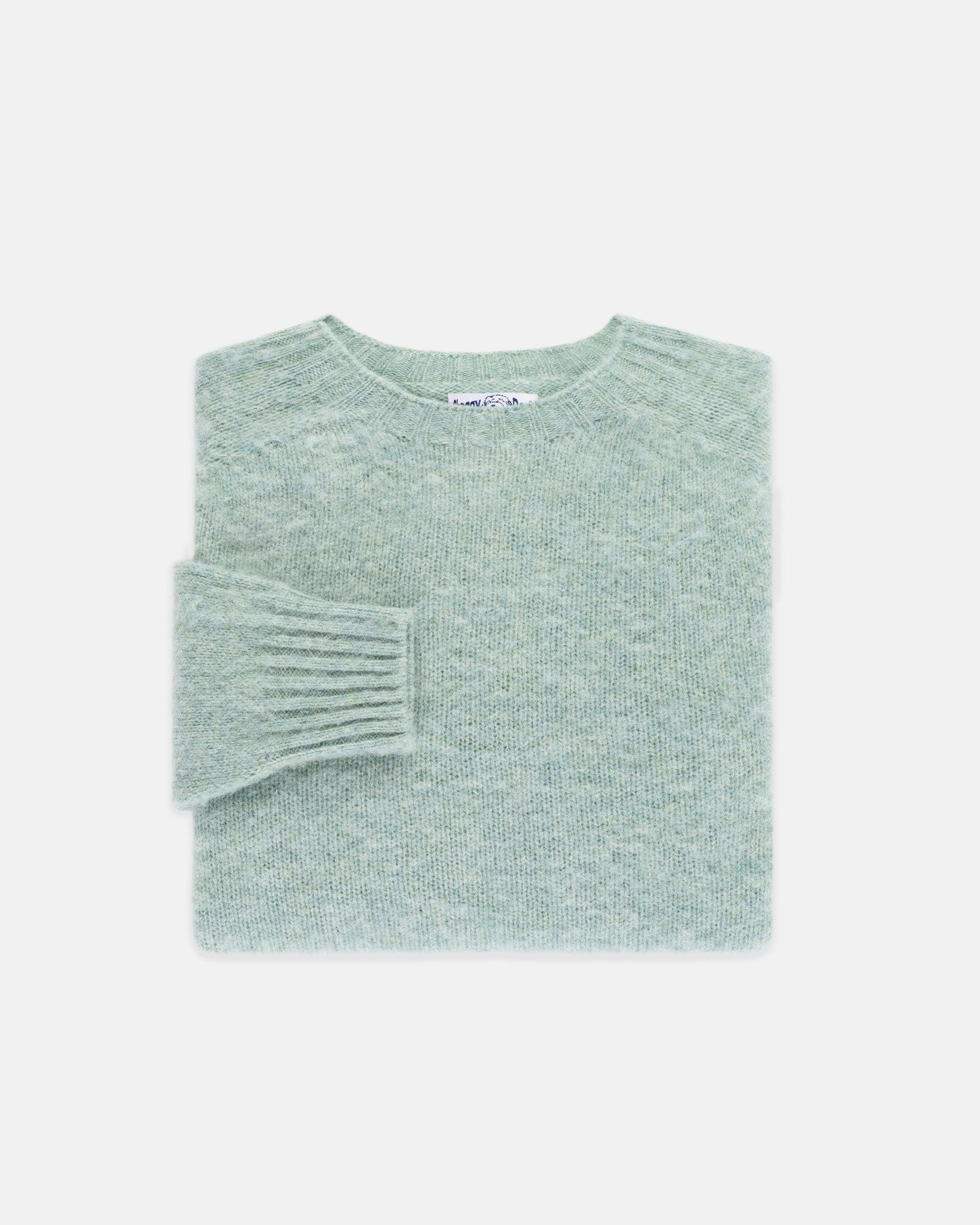 Made-in-Scotland Pale Blue Shaggy Dog Sweater  - Trim Fit