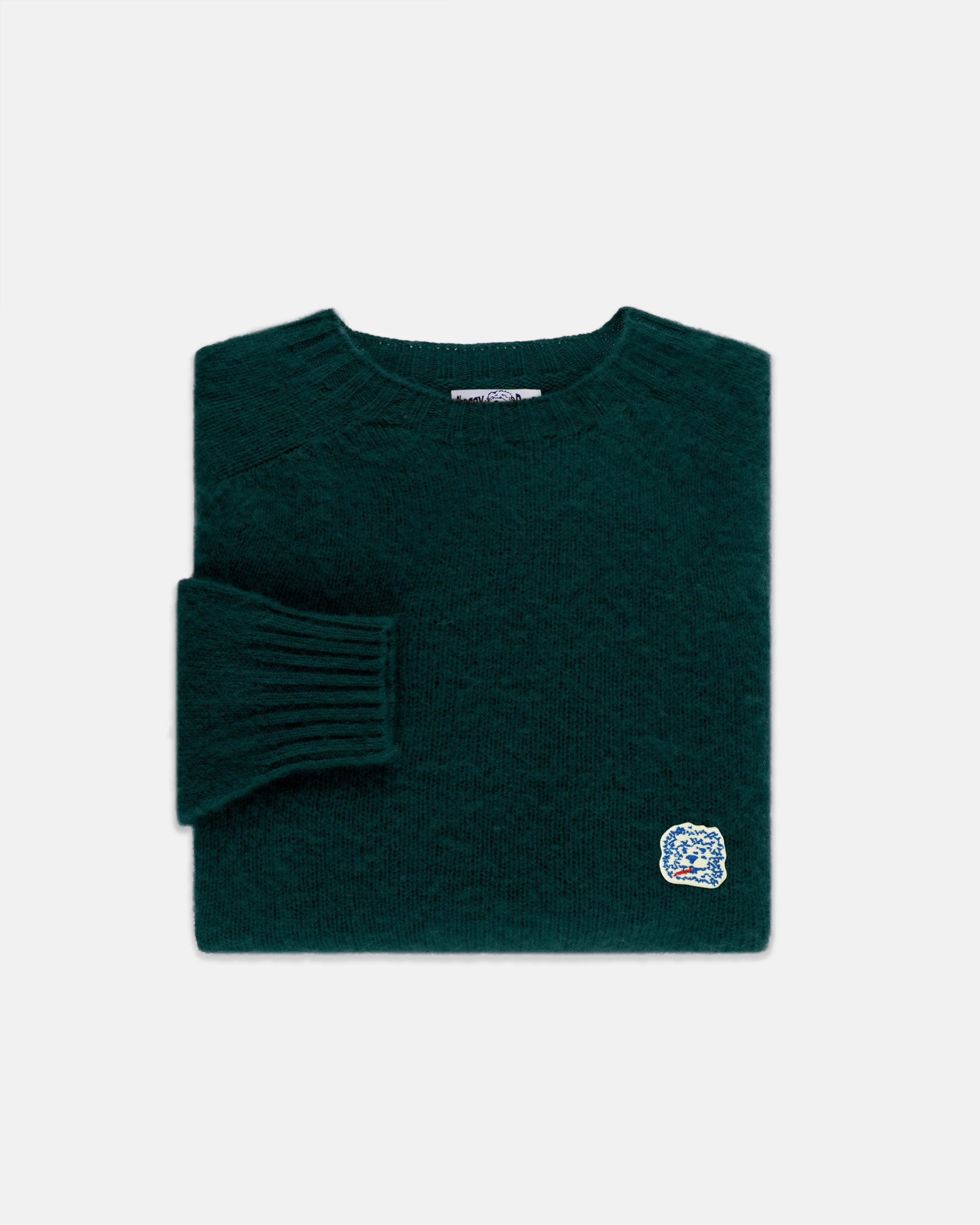 Made-in-Scotland Forest Green Shaggy Dog Icon Sweater  - Trim Fit
