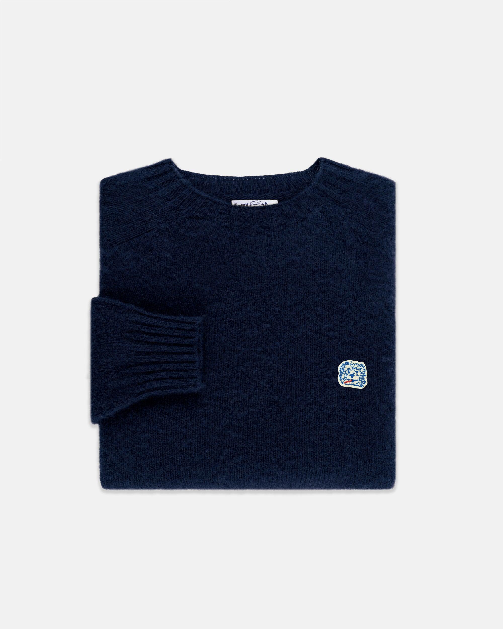 Made-in-Scotland Navy Shaggy Dog Icon Sweater  - Trim Fit