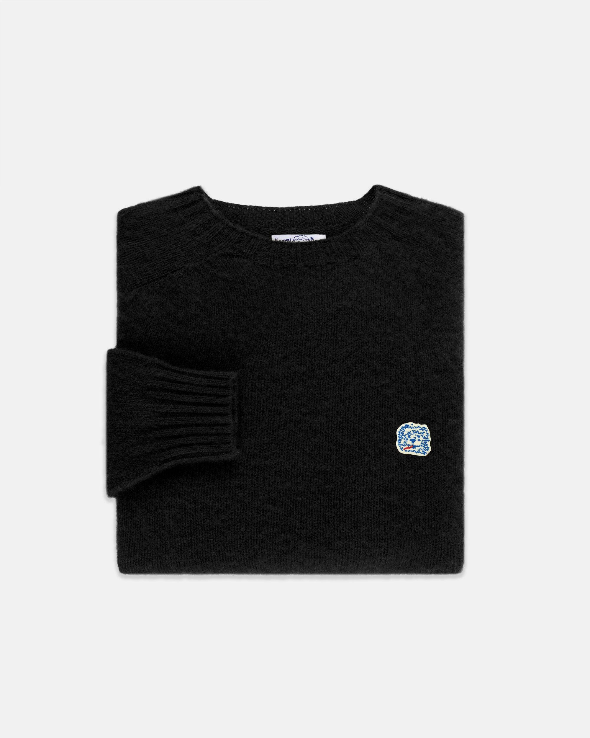 Made-in-Scotland Black Shaggy Dog Icon Sweater  - Trim Fit