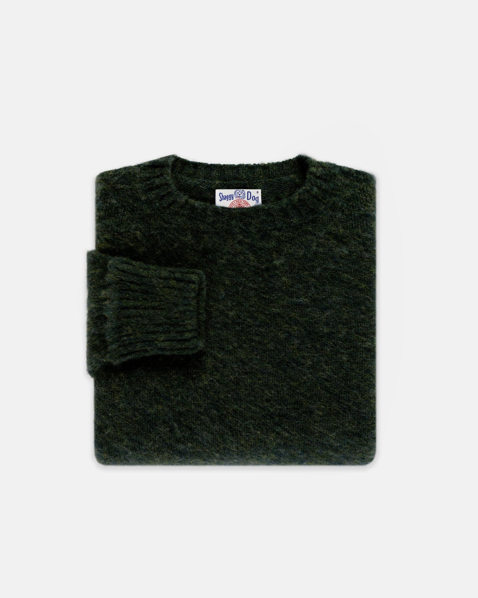 Made-in-Scotland Dark Green Marl Shaggy Dog Sweater - Classic Fit