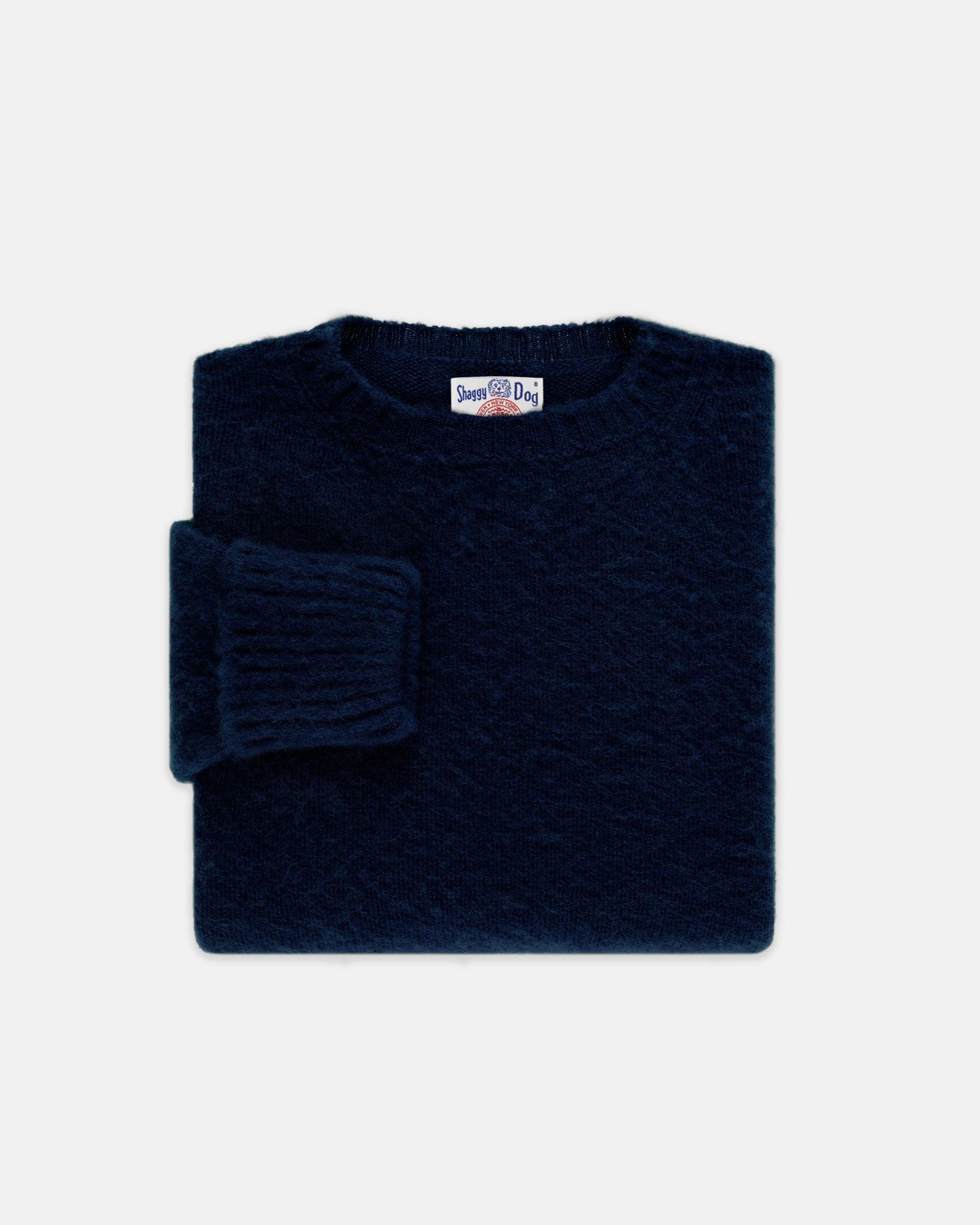 Made-in-Scotland Navy Shaggy Dog Sweater - Classic Fit