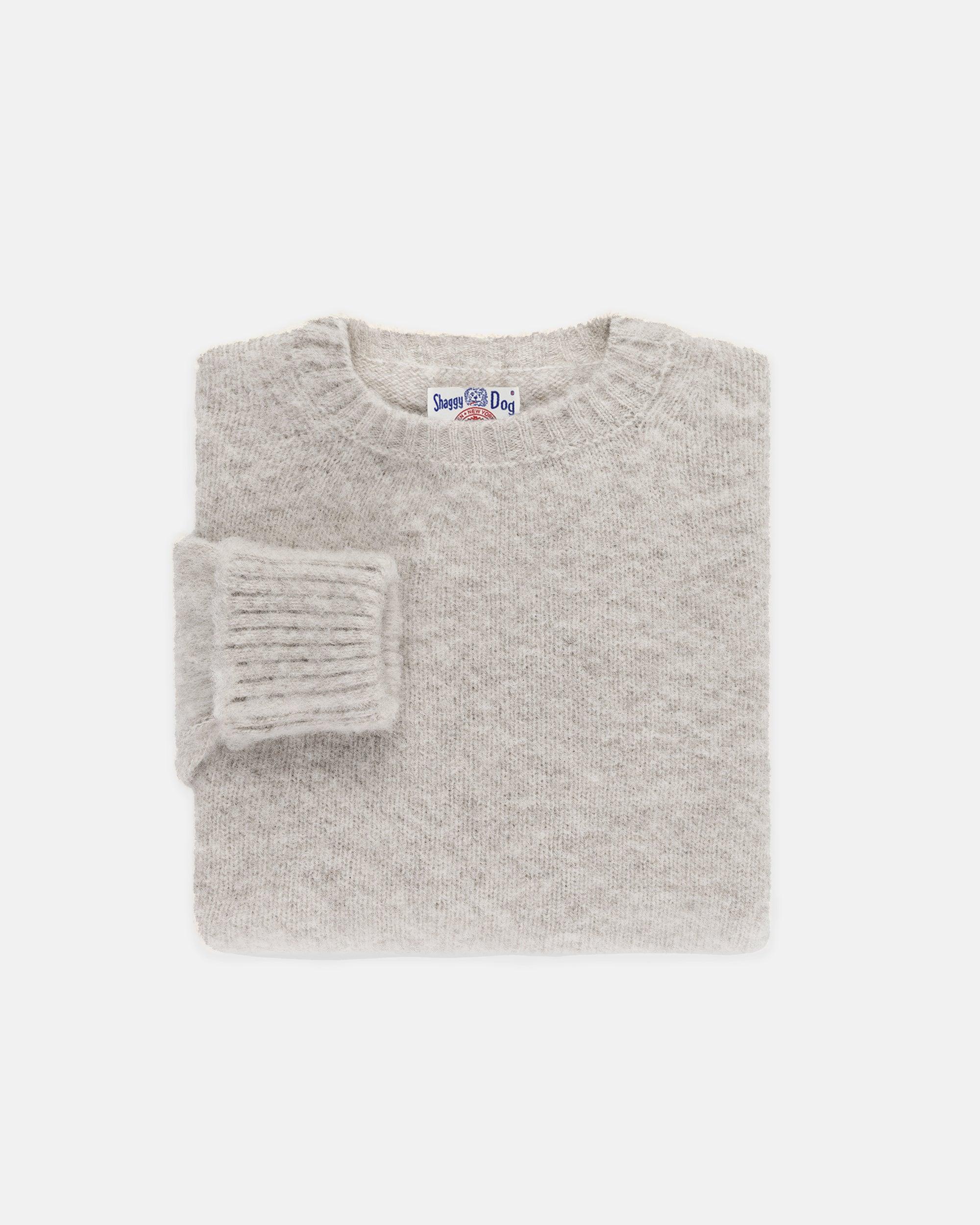Made-in-Scotland Light Grey Shaggy Dog Sweater - Classic Fit