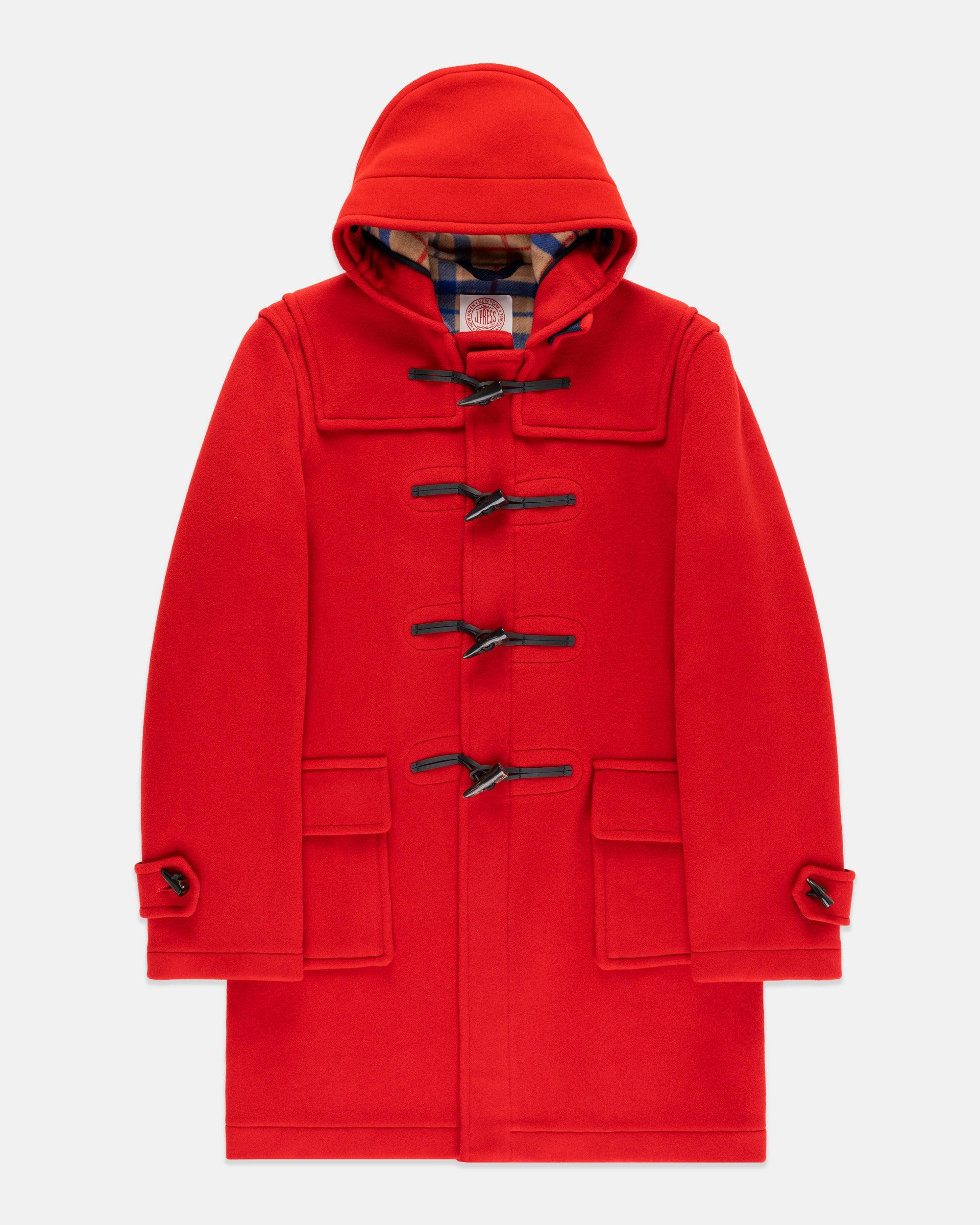 Made-in-England Scarlet Classic Morris Duffle Coat