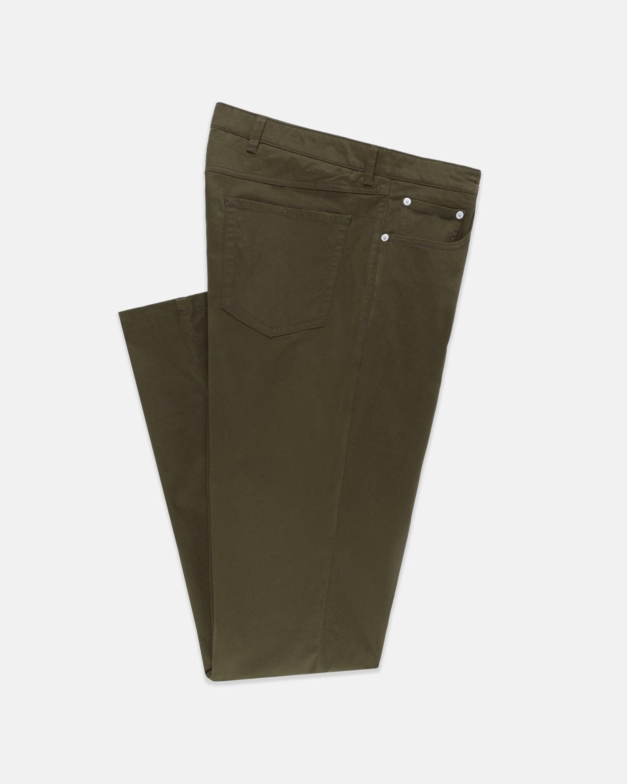 Olive 5-Pocket Stretch Twill Pant