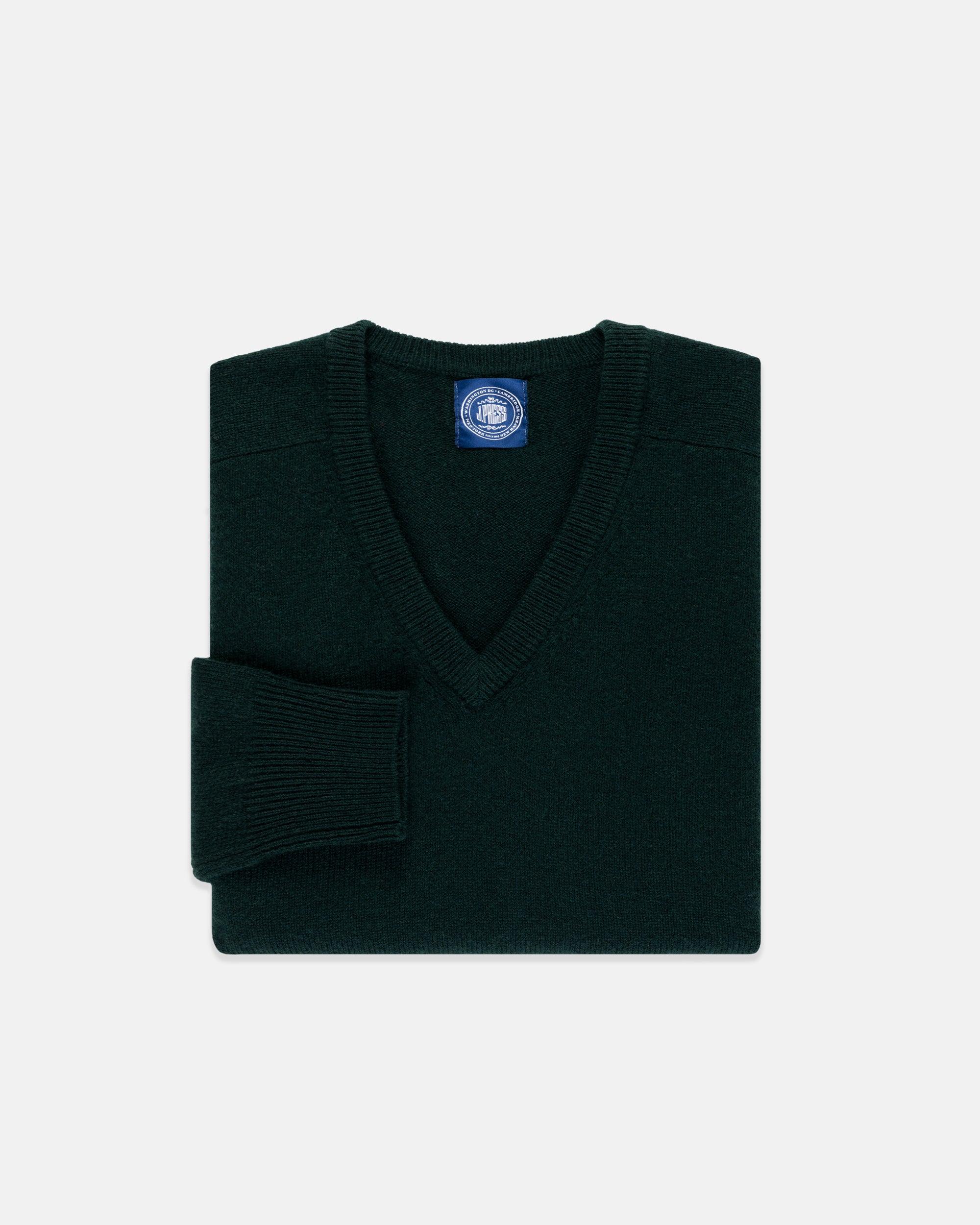 Tartan Green Lambswool V-neck Sweater