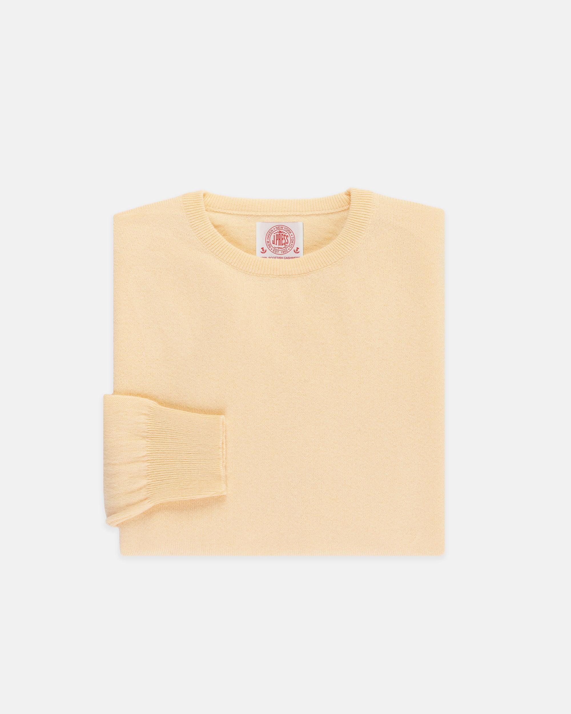 Made-in-Scotland Yellow Cashmere Crewneck Sweater