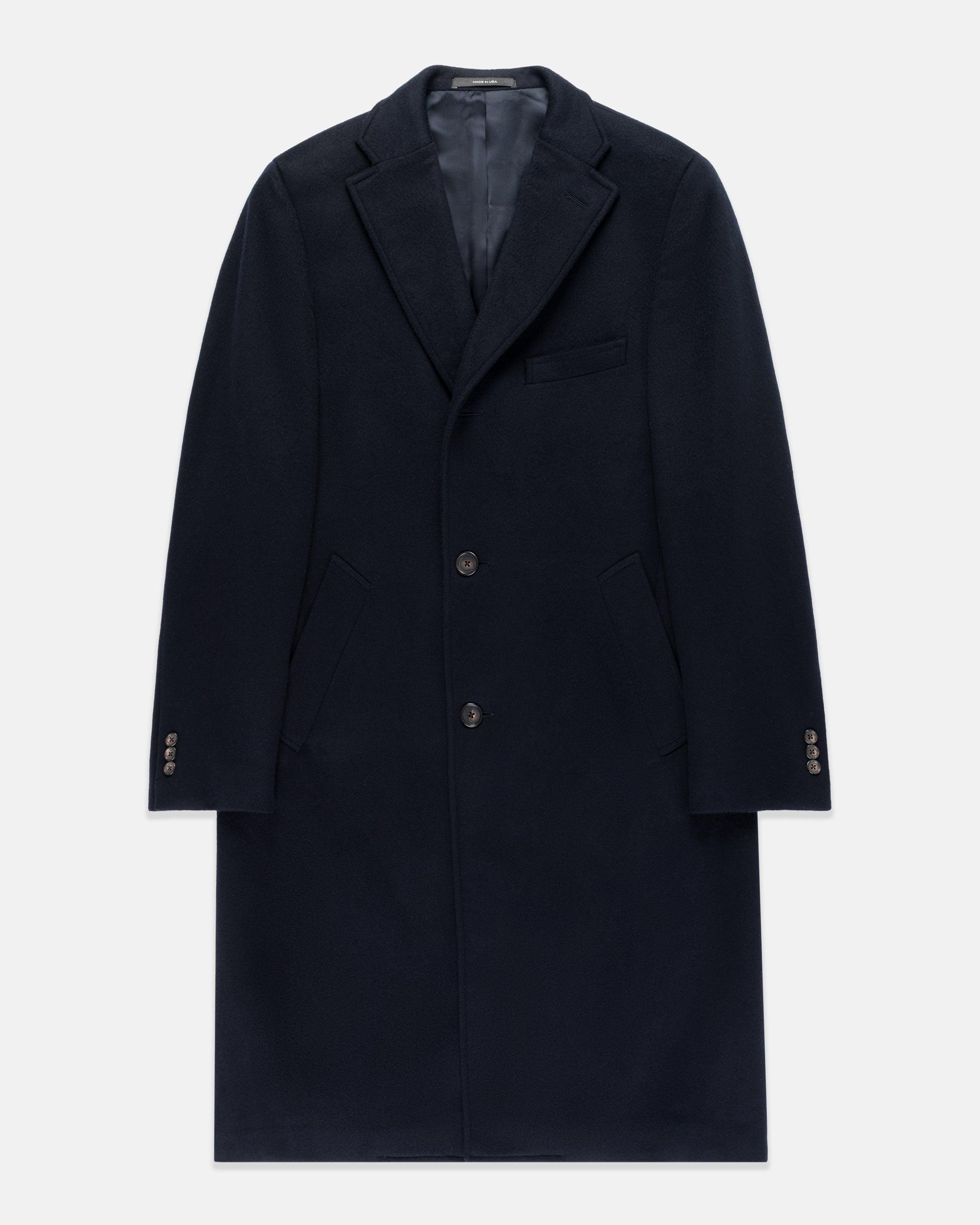 Made-in-USA Navy Wool/Cashmere Topcoat