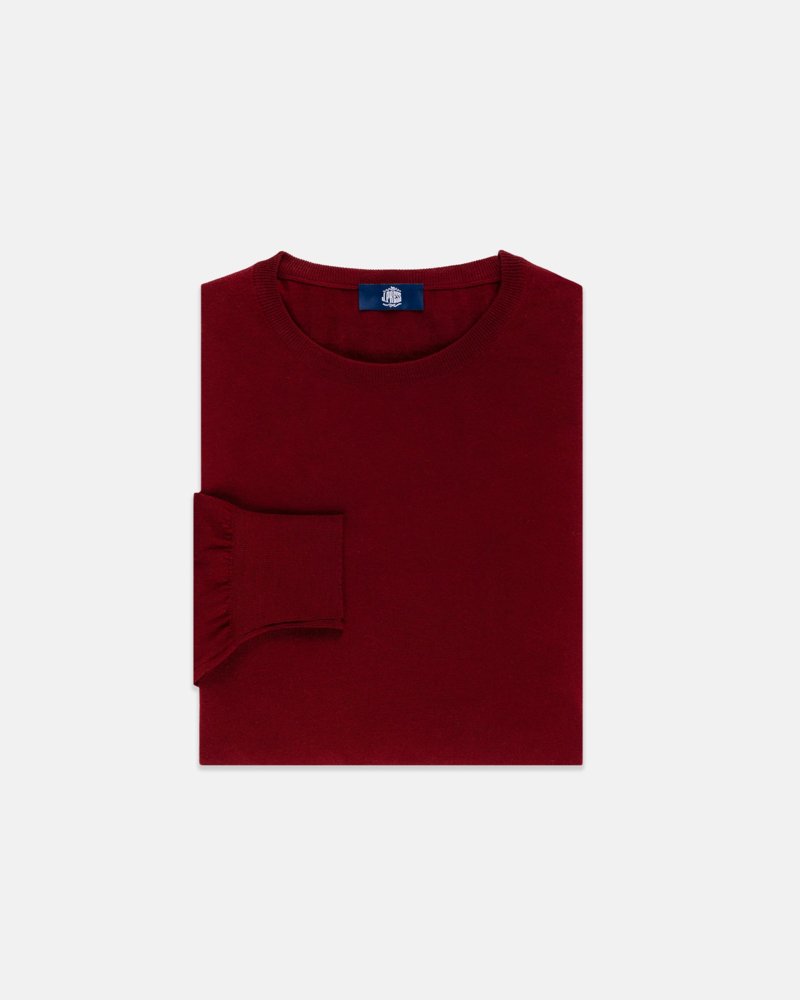 Made-in-Scotland Burgundy Superfine Merino Wool Sweater