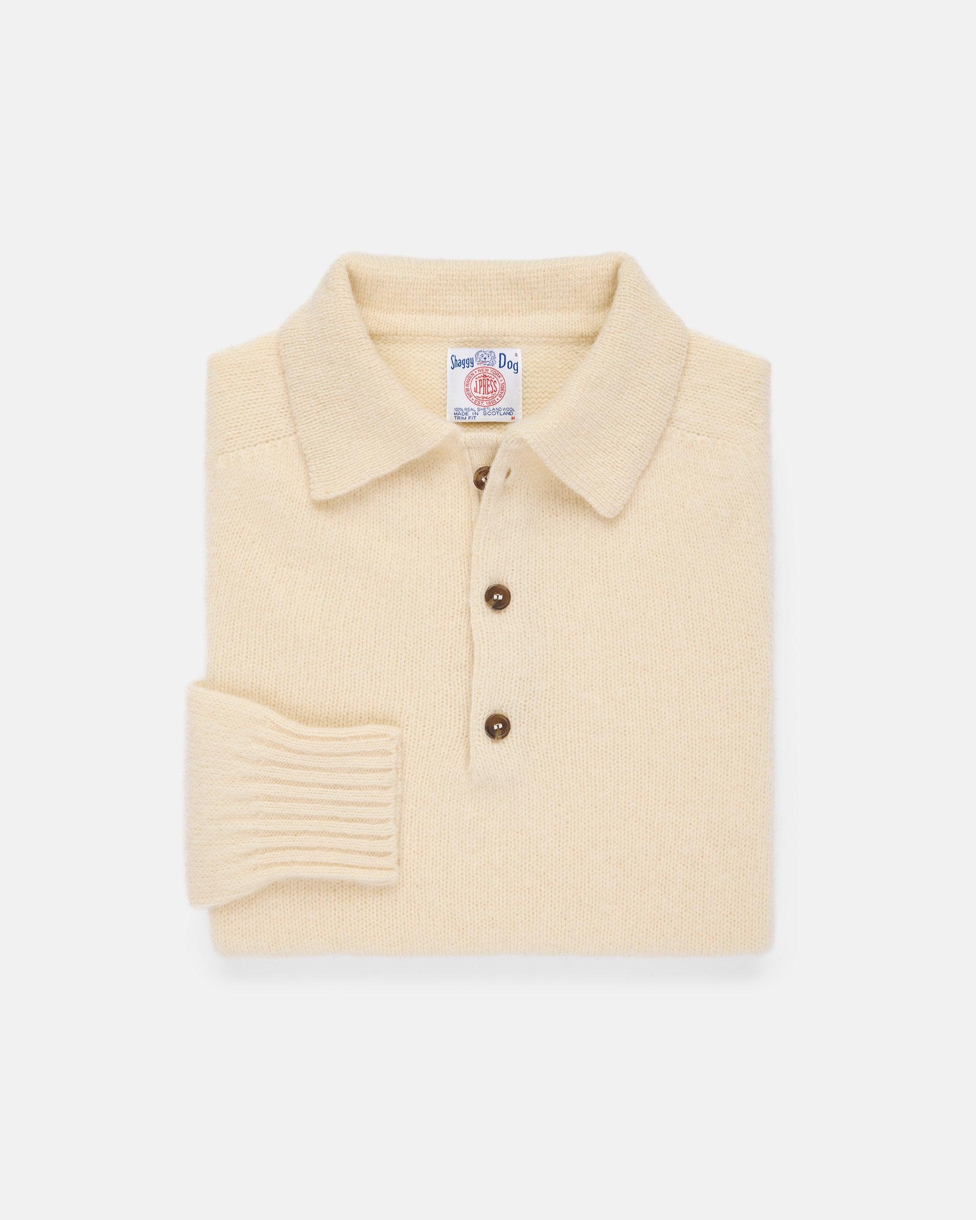 Made-in-Scotland White Shaggy Dog Polo - Classic Fit