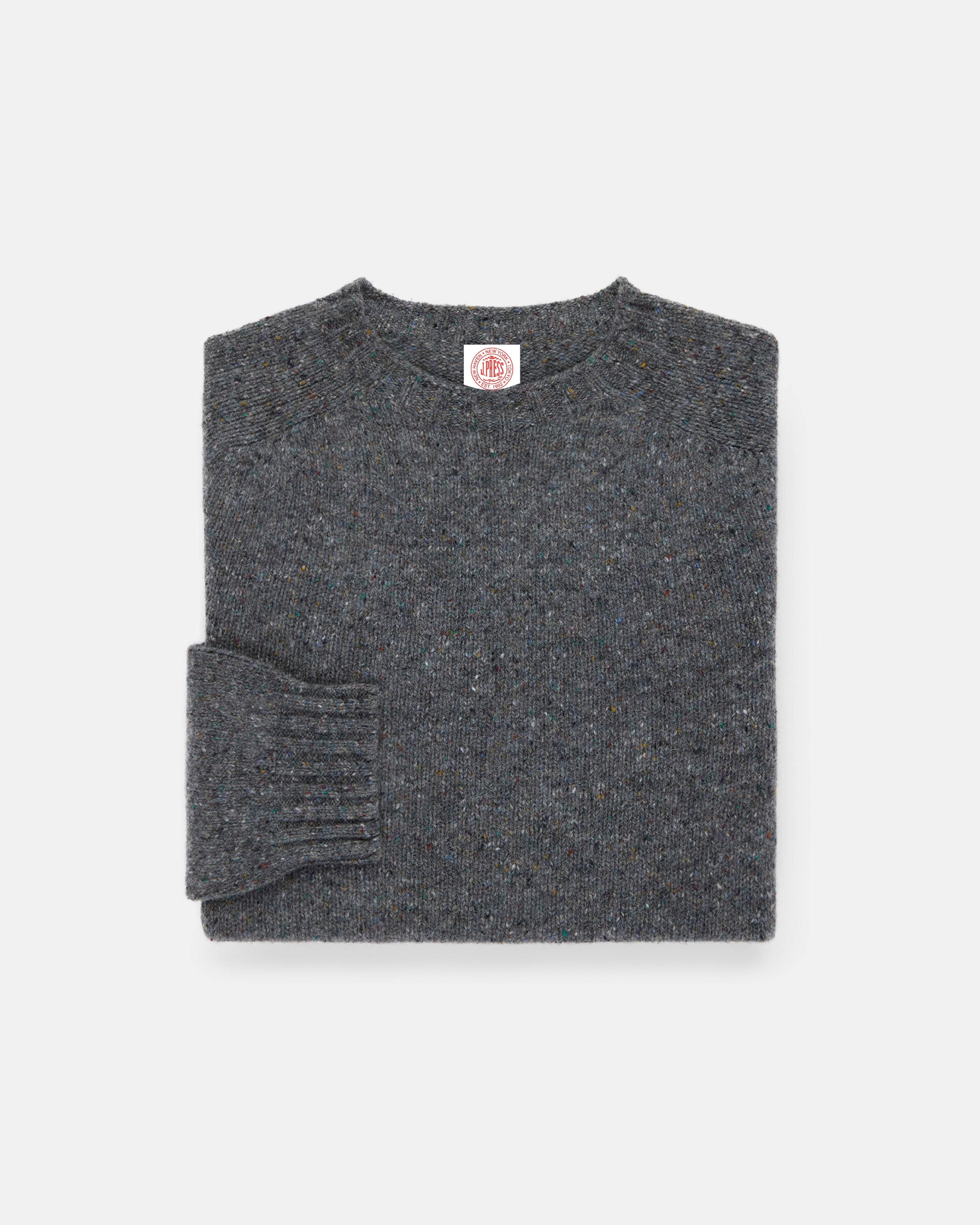 Made-in-Scotland Grey Donegal Crew Neck Sweater