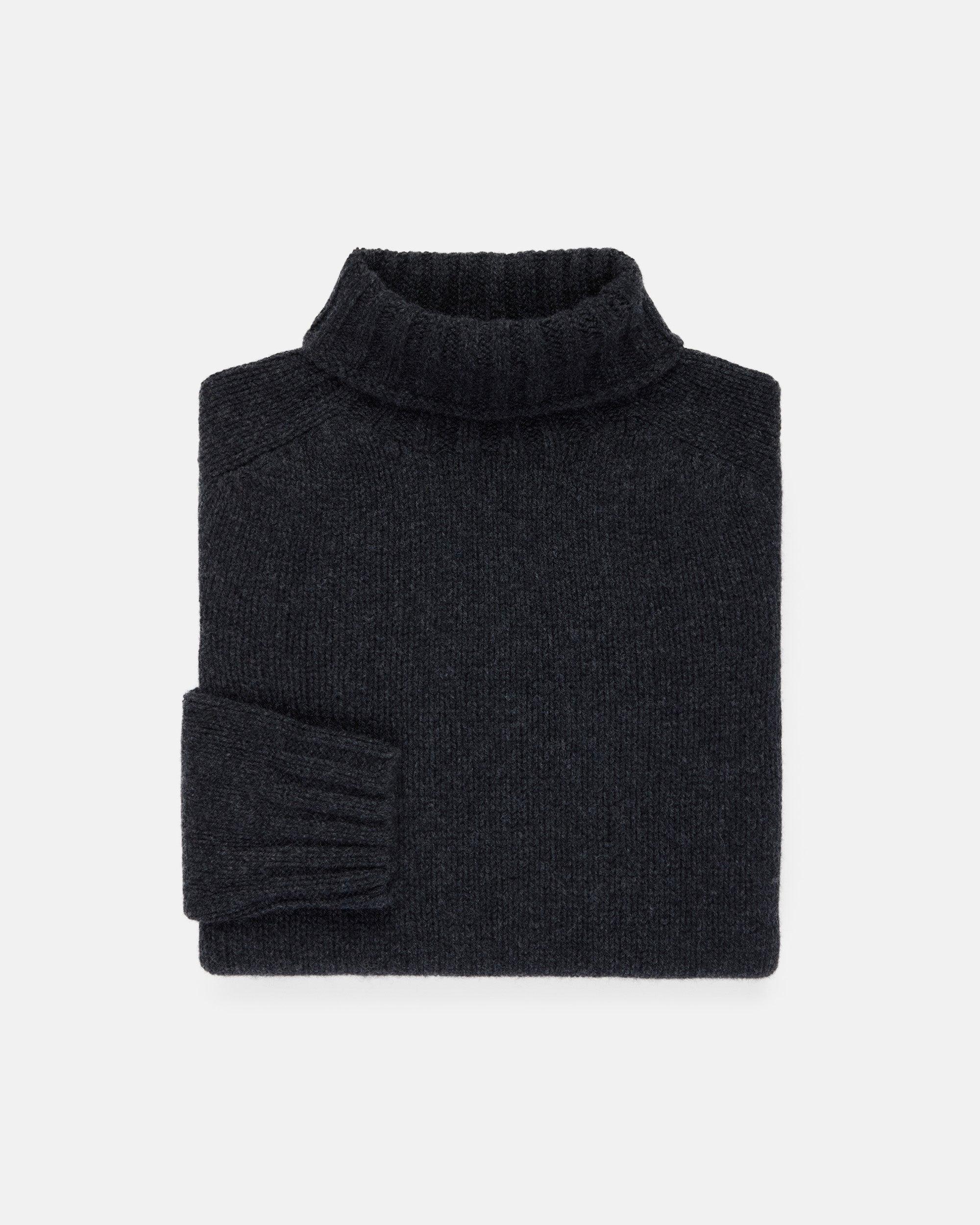 Made-in-Scotland Charcoal Lambswool Turtleneck Sweater