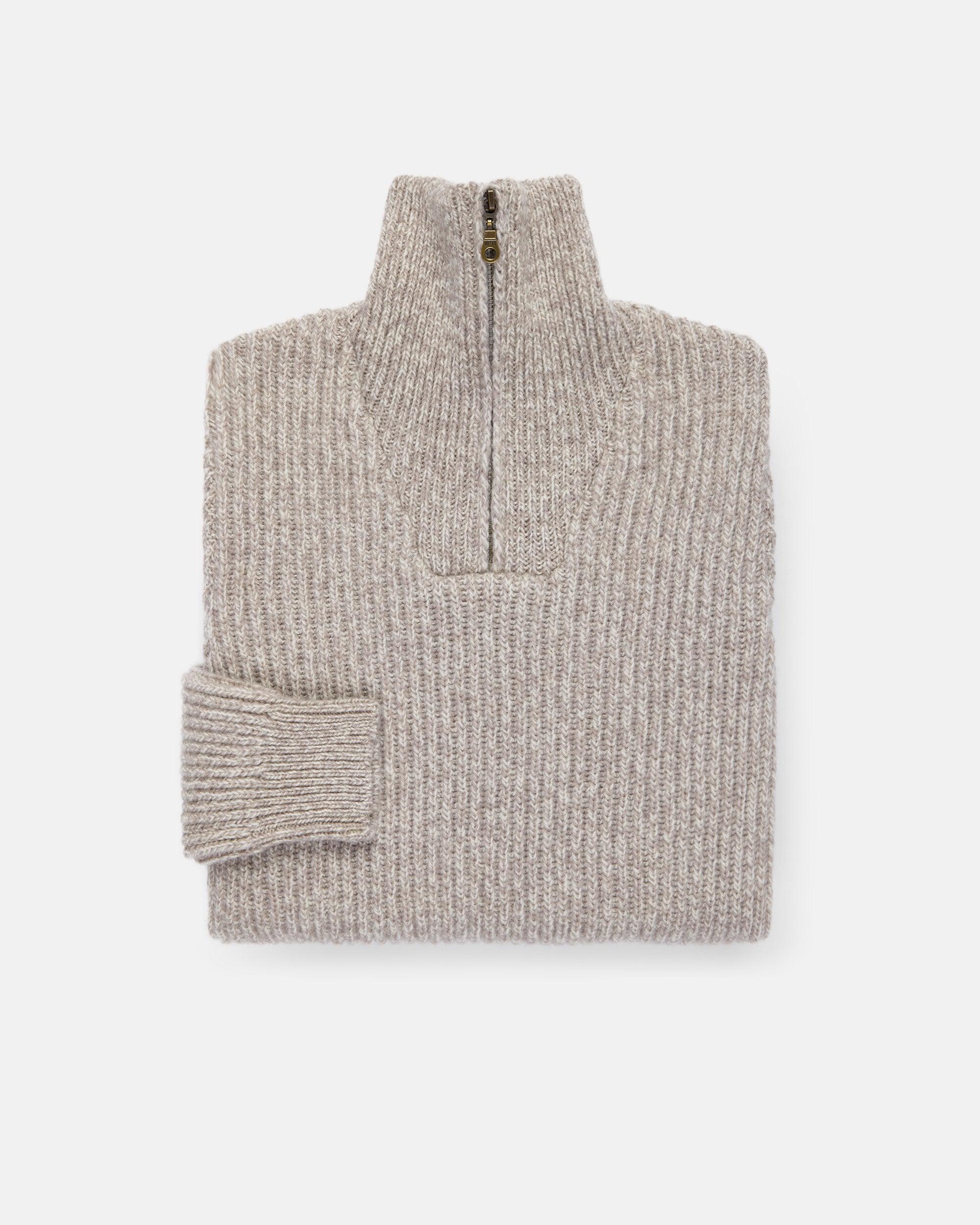Made-in-Norway Grey 1/4 Zip Ribbed Sweater