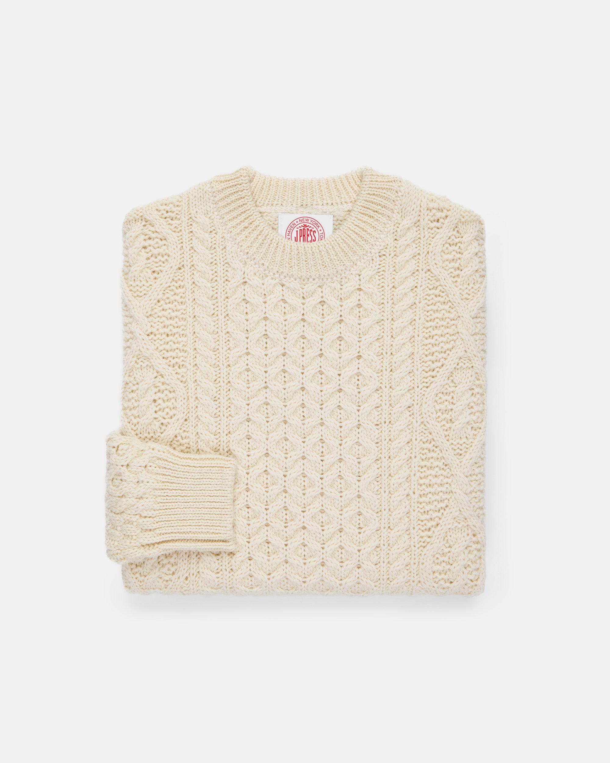 Made-in-Ireland Natural Aran Fisherman's Sweater