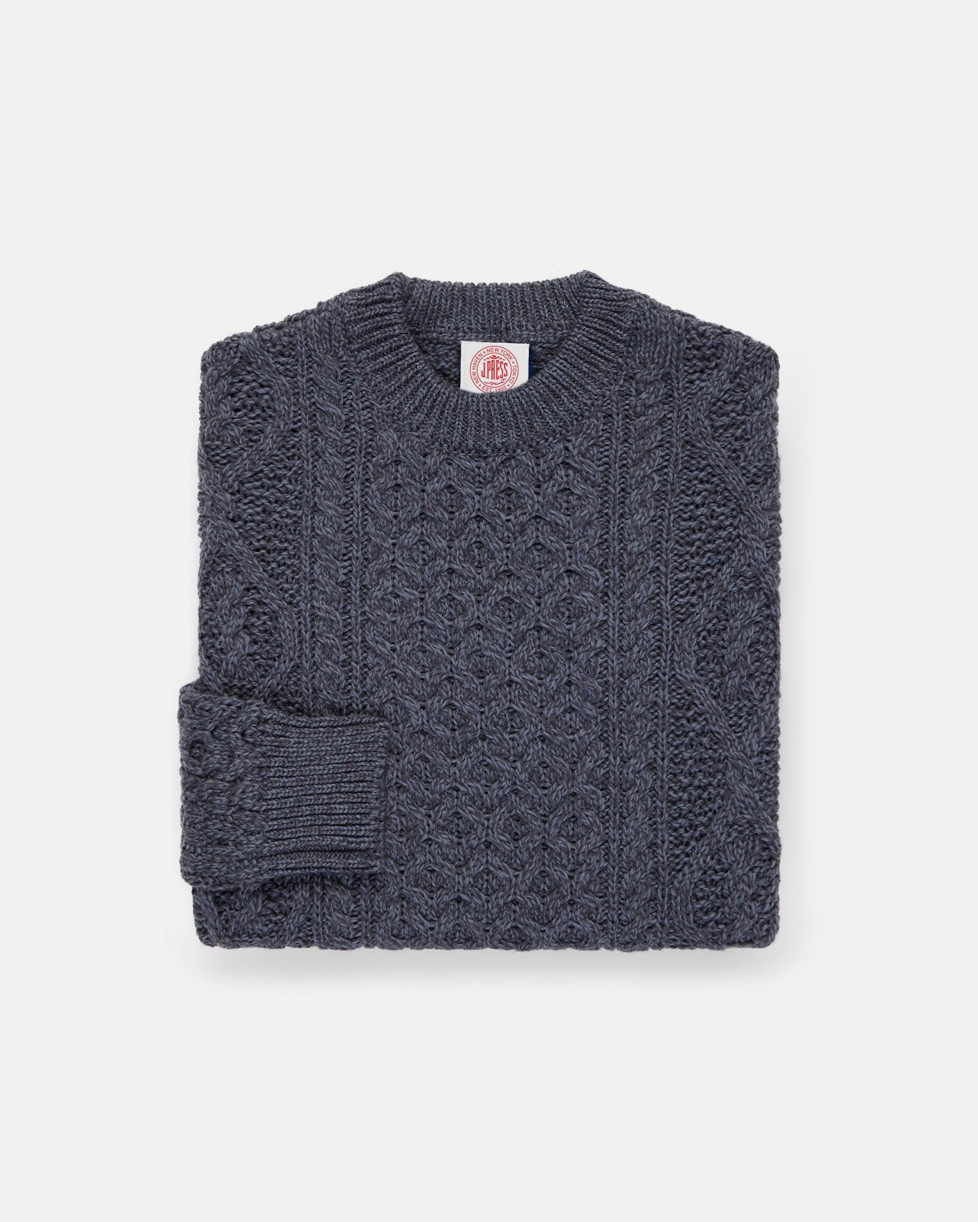 Made-in-Ireland Charcoal Aran Fisherman's Sweater