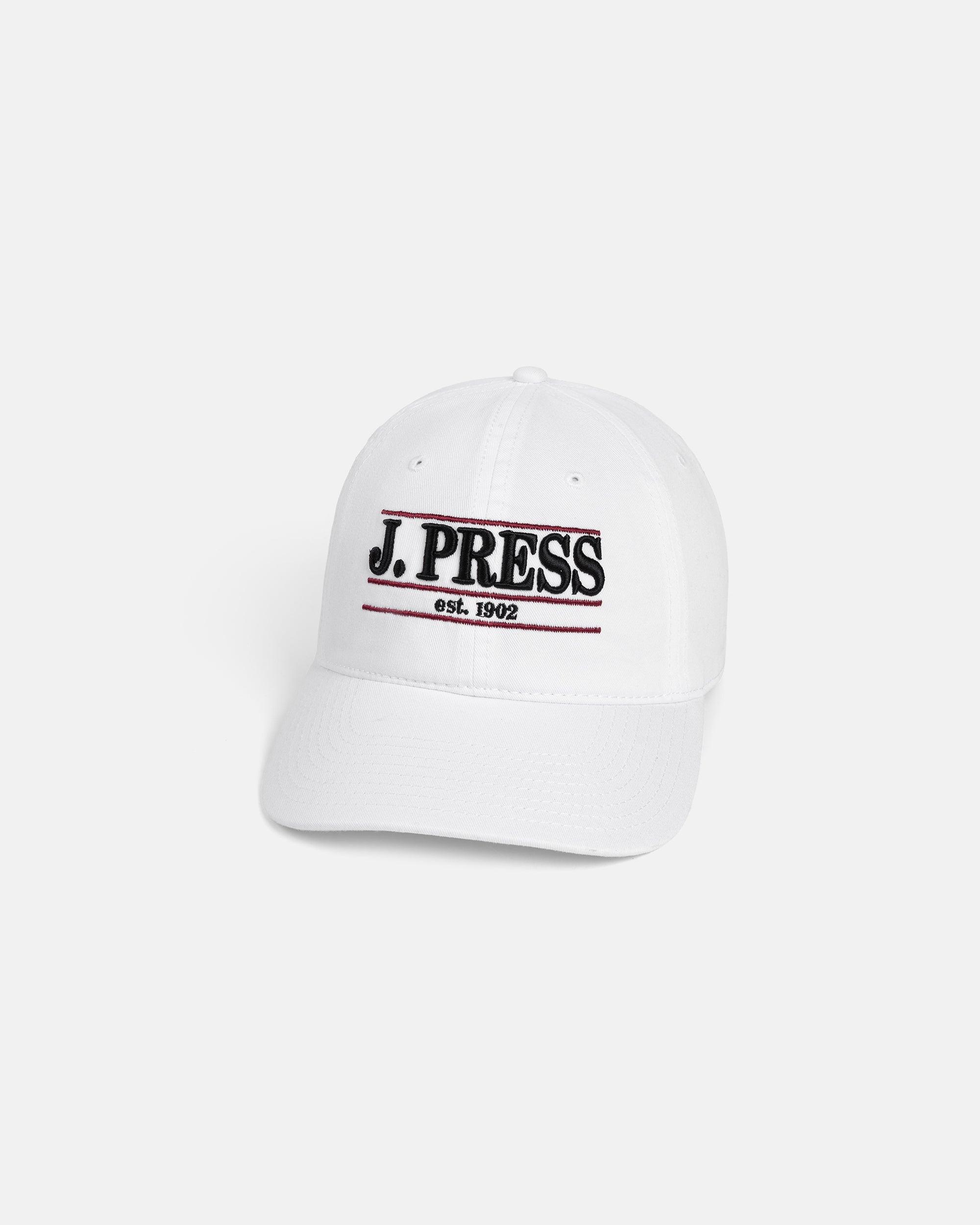 J. PRESS White Three-Bar Dad Hat