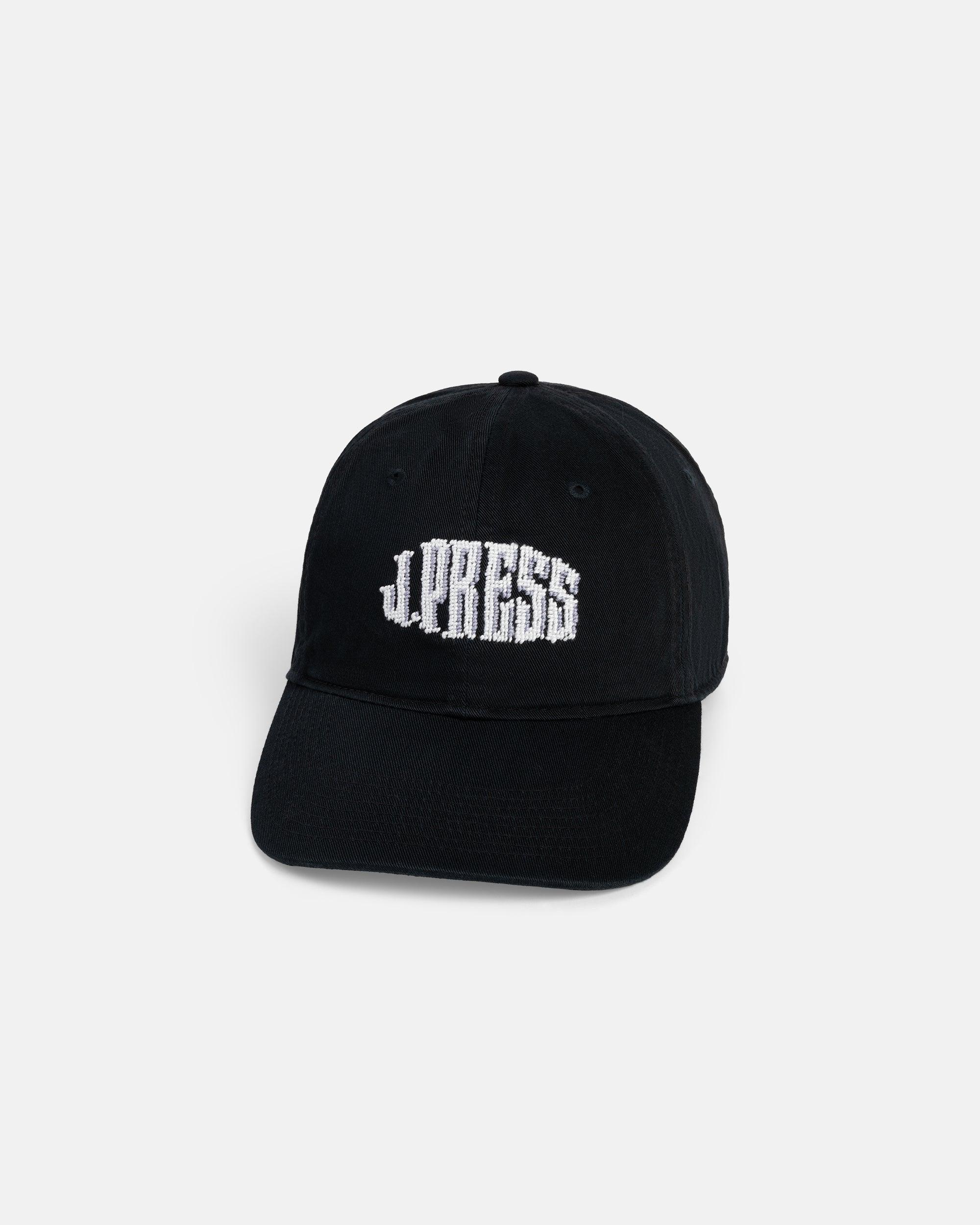 J. Press White on Black Needlepoint Hat