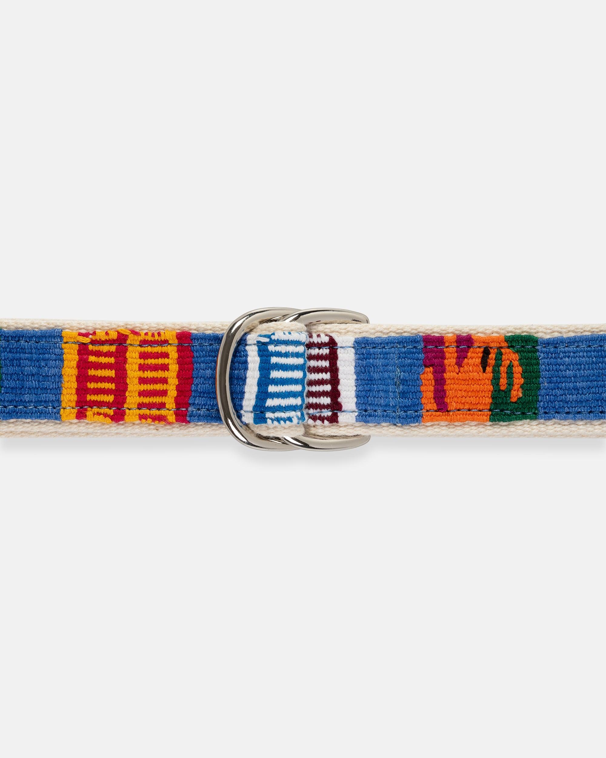 Made-in-USA Mayan Motif D Ring Belt