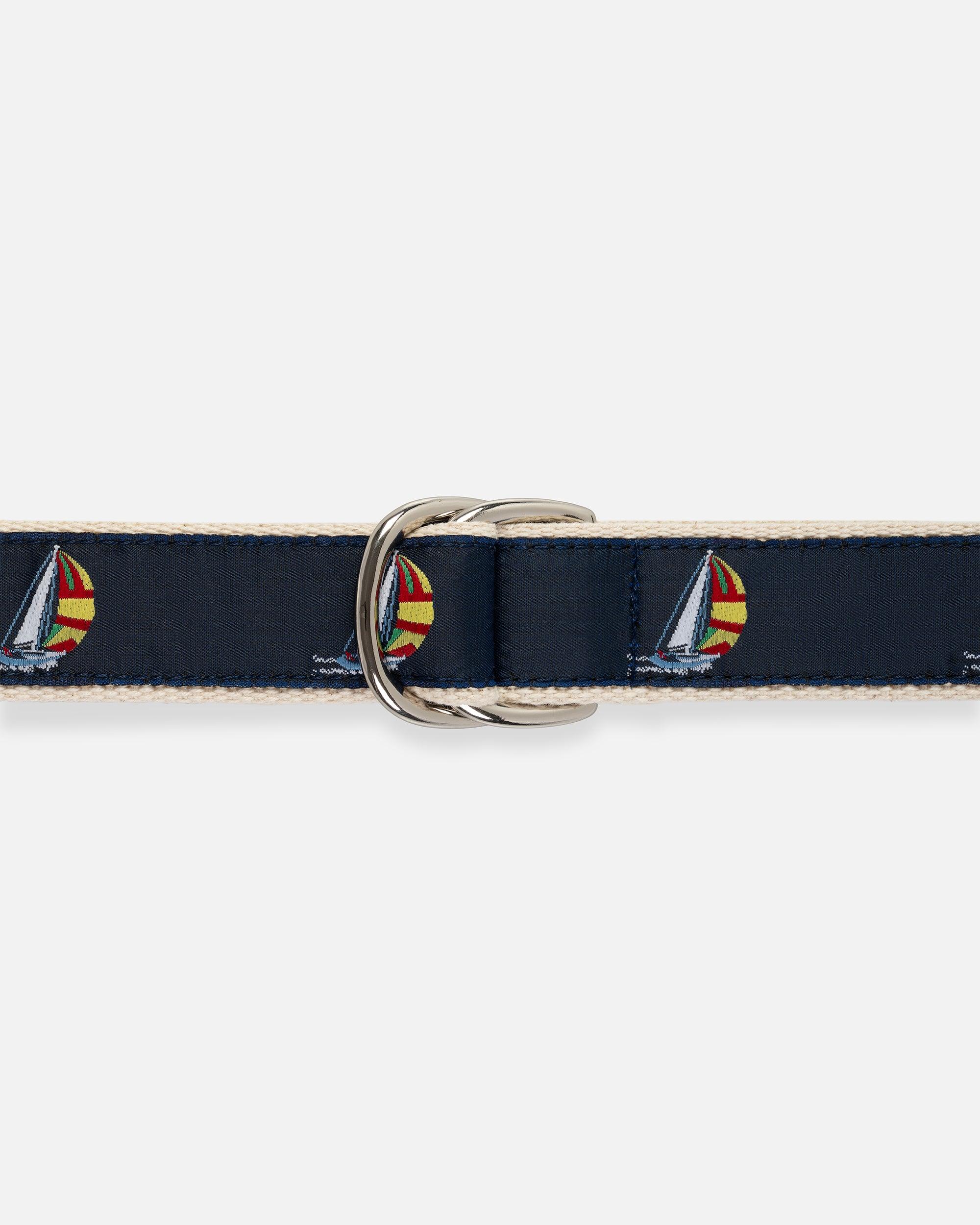 Made-in-USA Sailing Boats Motif D Ring Belt
