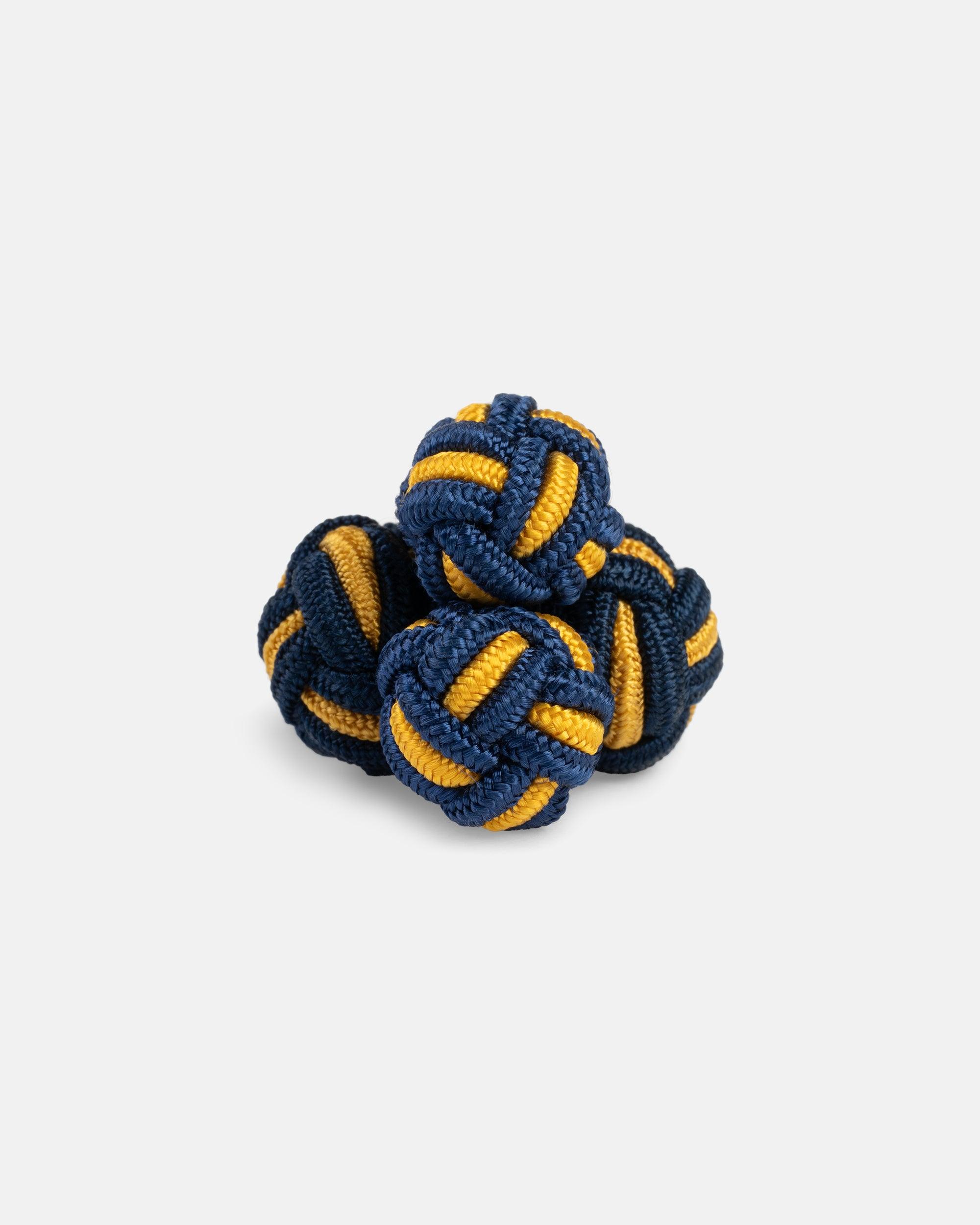 Navy & Gold Monkey's Fist Silk Knot Cufflinks
