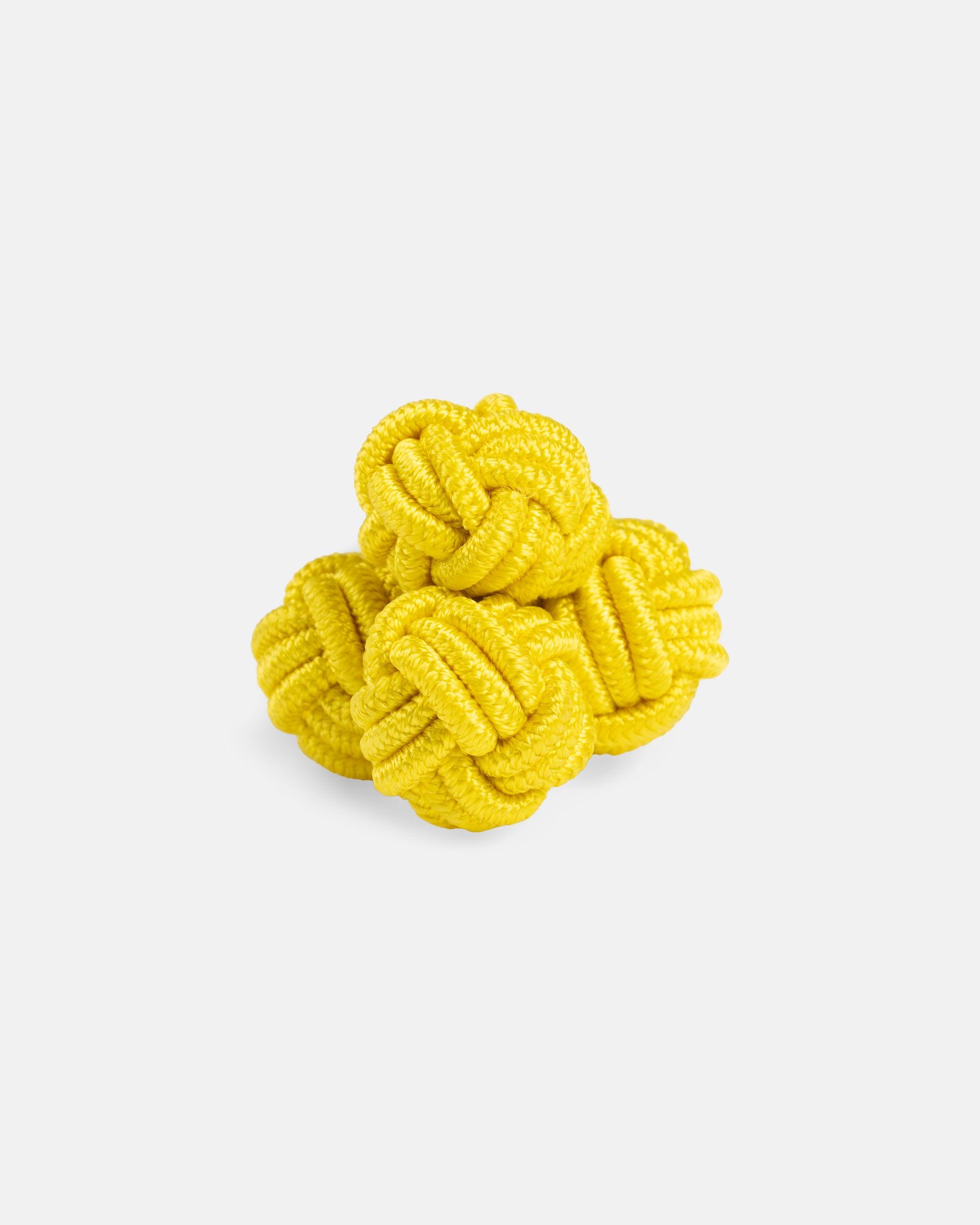 ALL YEAR Yellow Monkey's Fist Silk Knot Cufflinks
