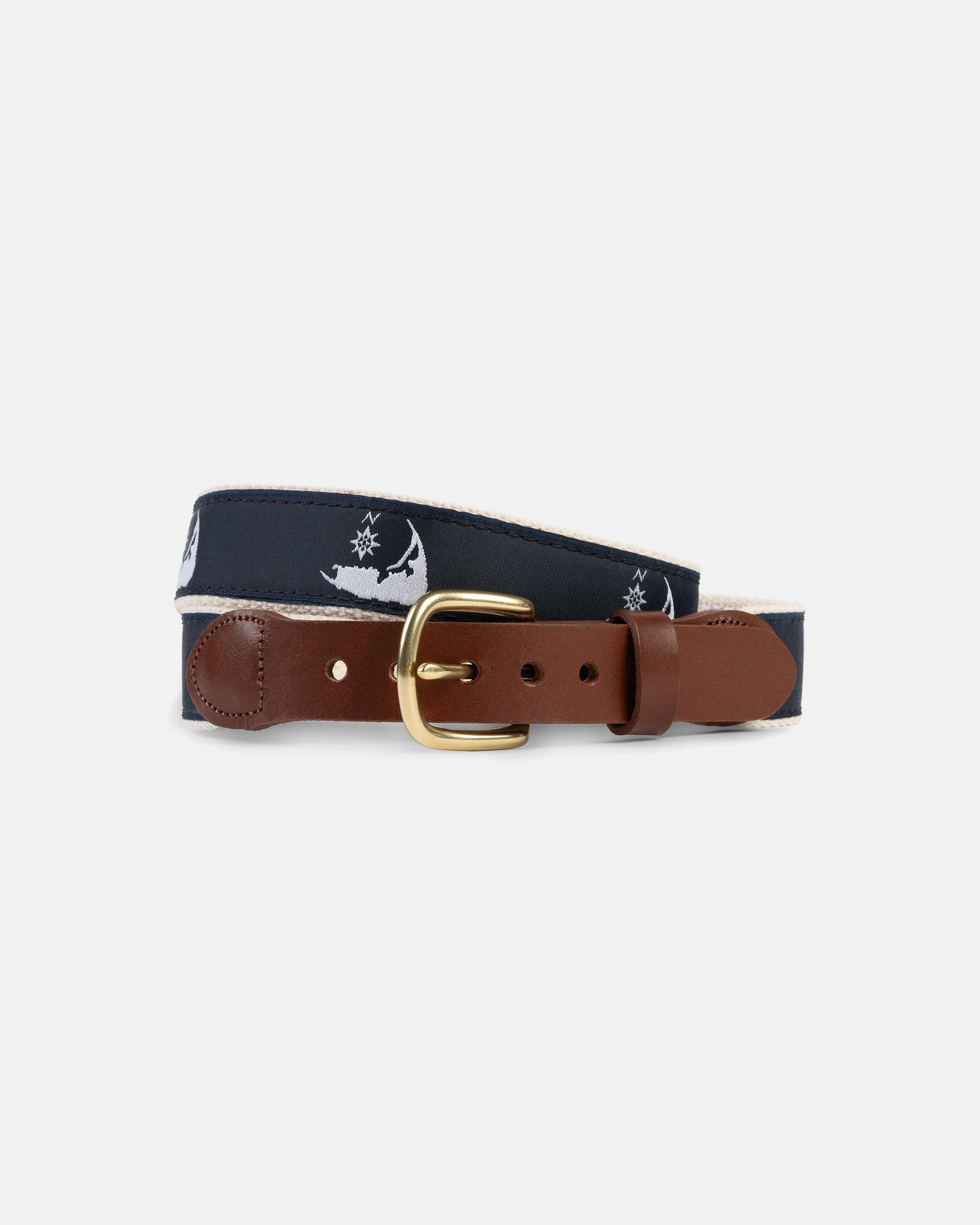 Made-in-USA Nantucket White Motif Belt