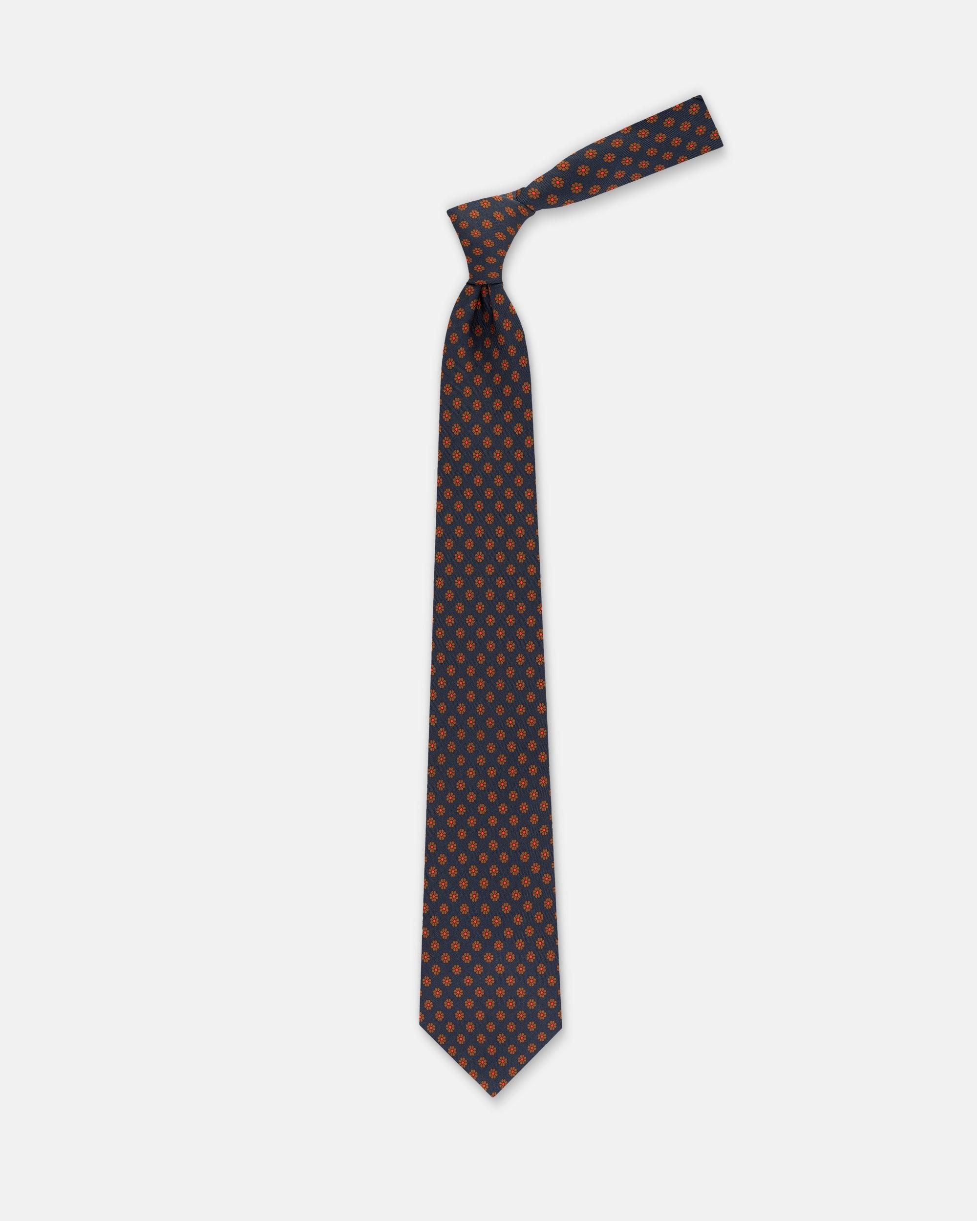 Made-in-UK Navy Foulard Print Tie