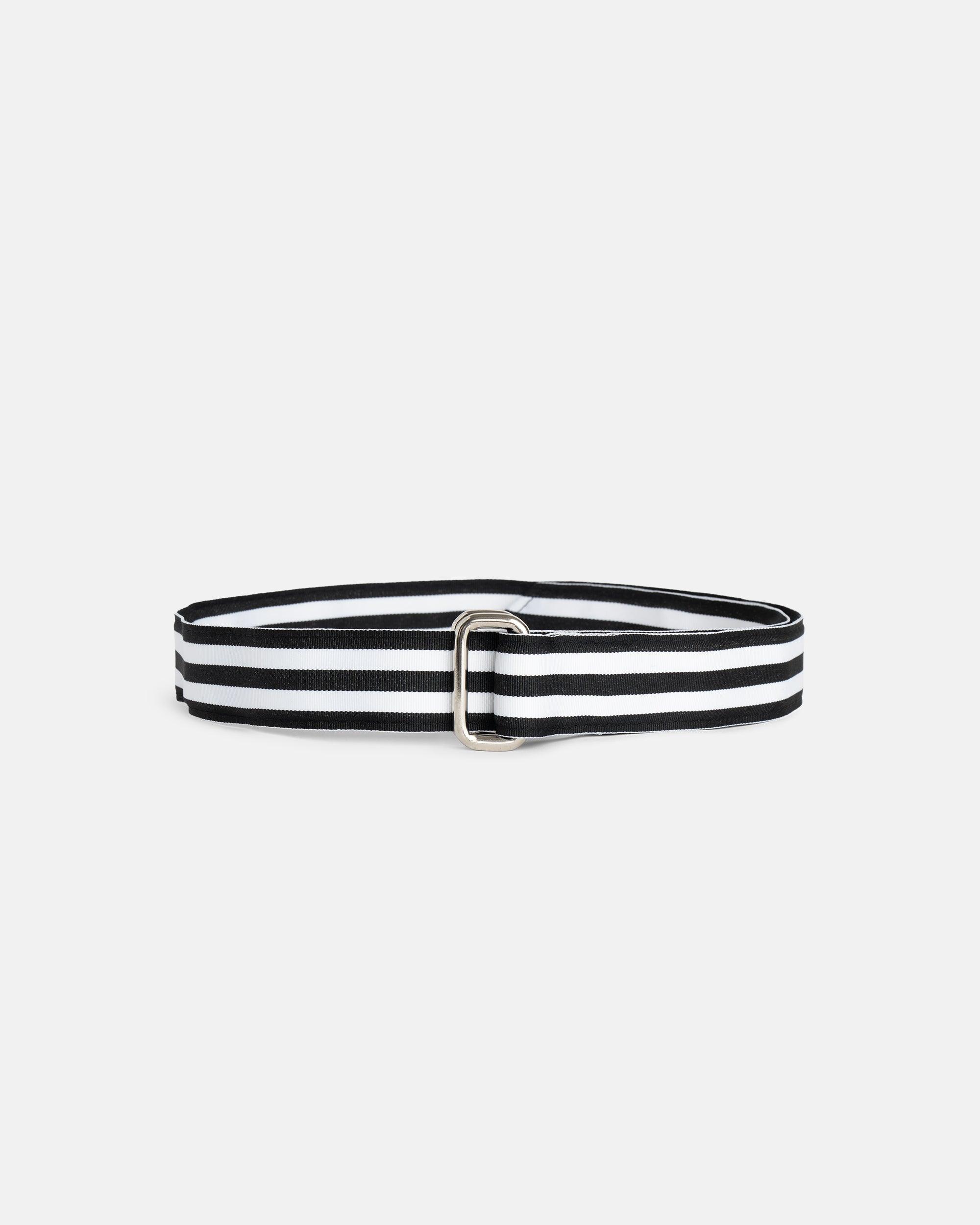 Made-in-USA Black & White Grosgrain Ribbon Belt