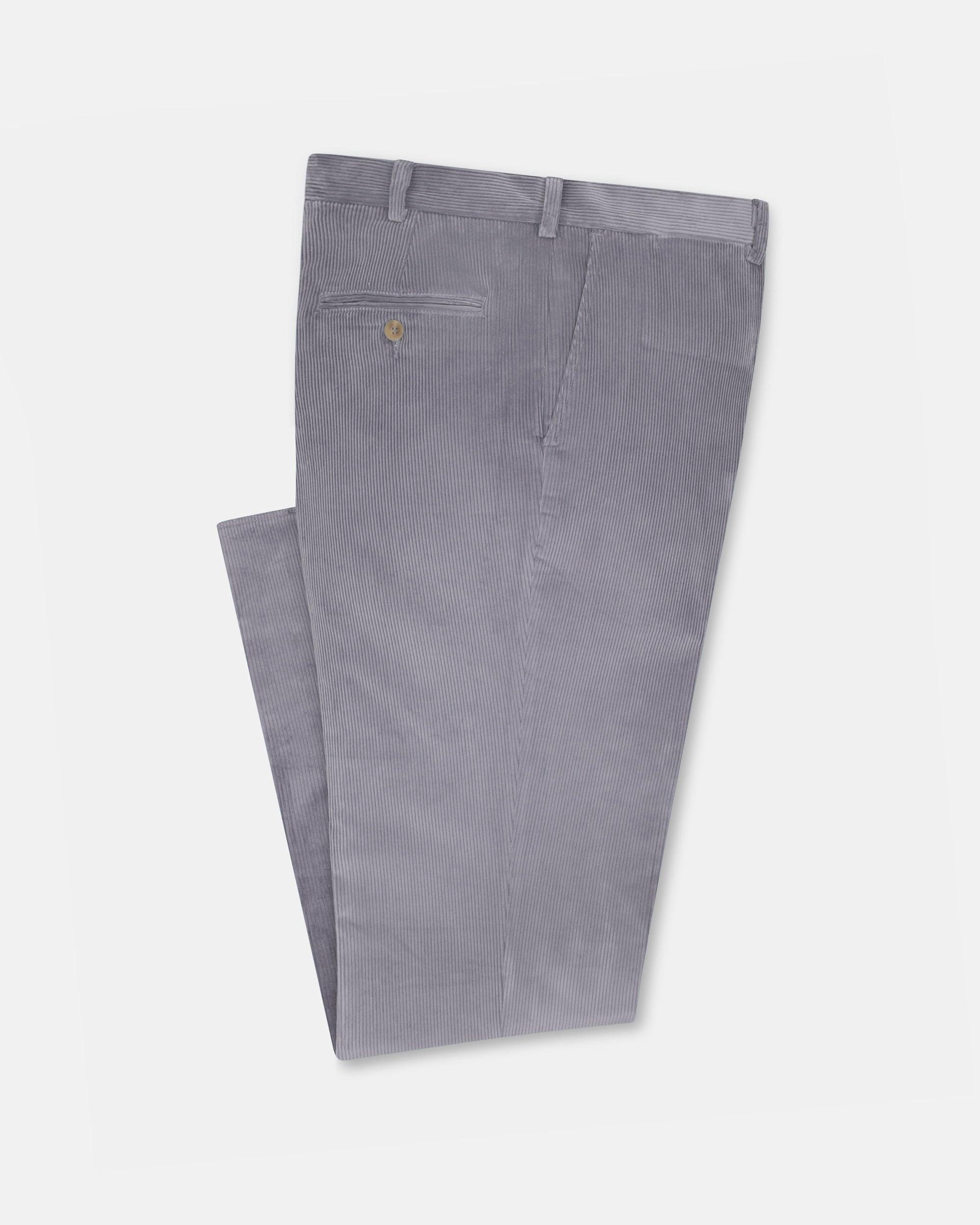 Made-in-USA Grey Wide Wale British Corduroy Pant