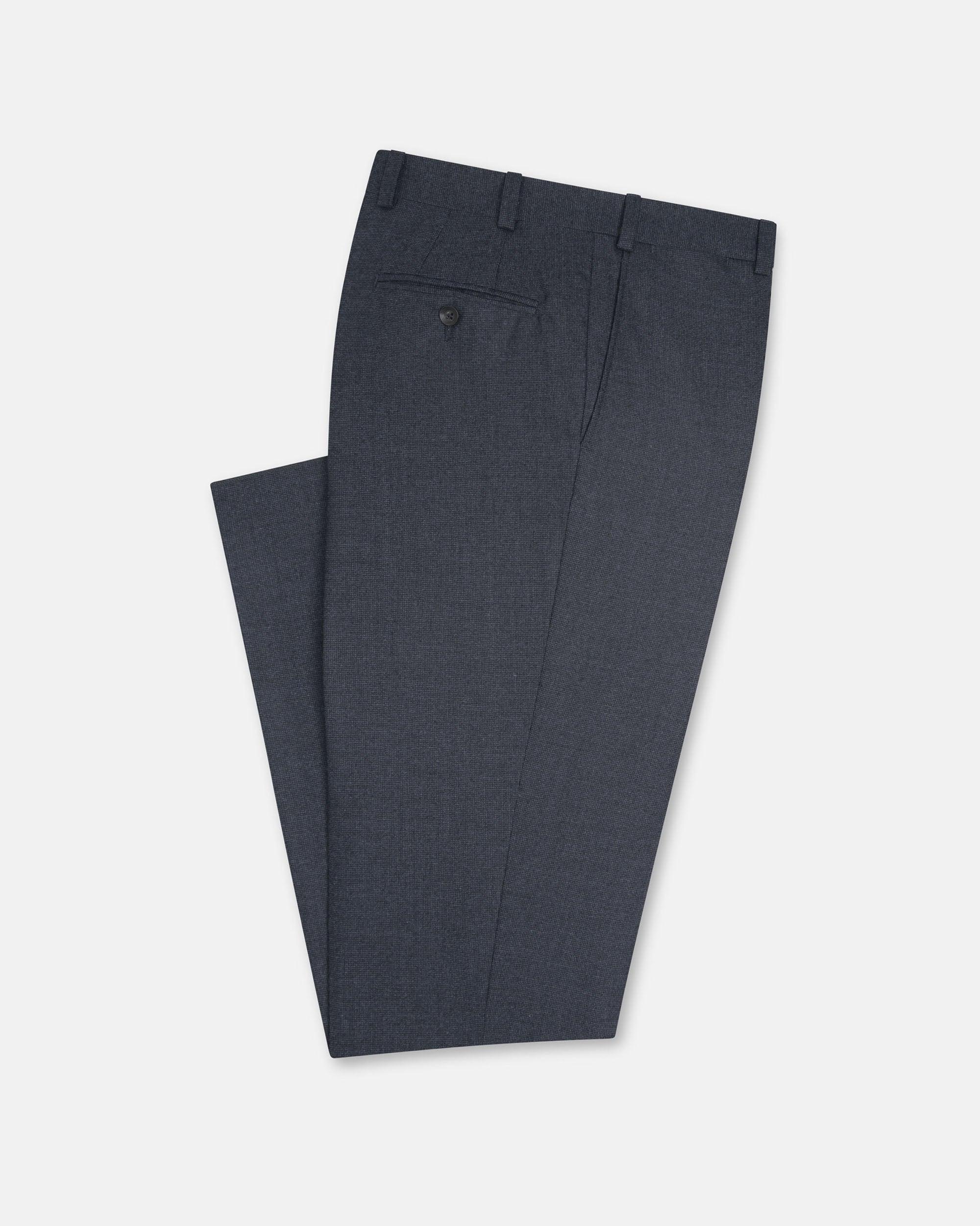 Made-in-Canada Blue Ticweave Wool Trouser