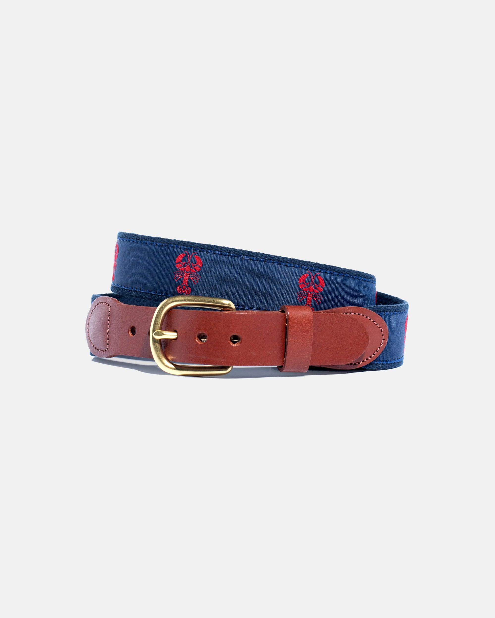 J. PRESS Made-in-USA Red Lobster Motif Web Belt