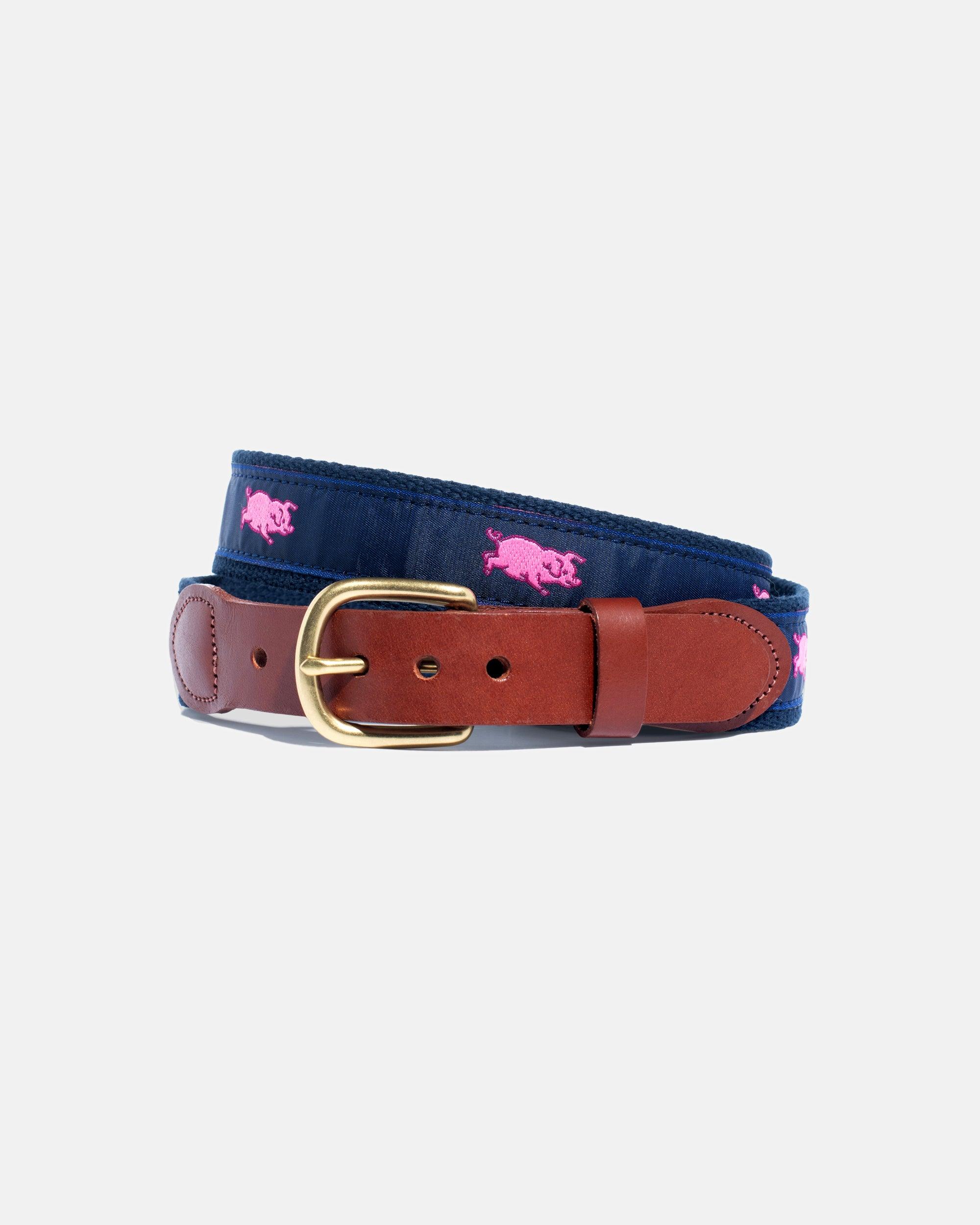 Made-in-USA Pink Pig Motif Belt