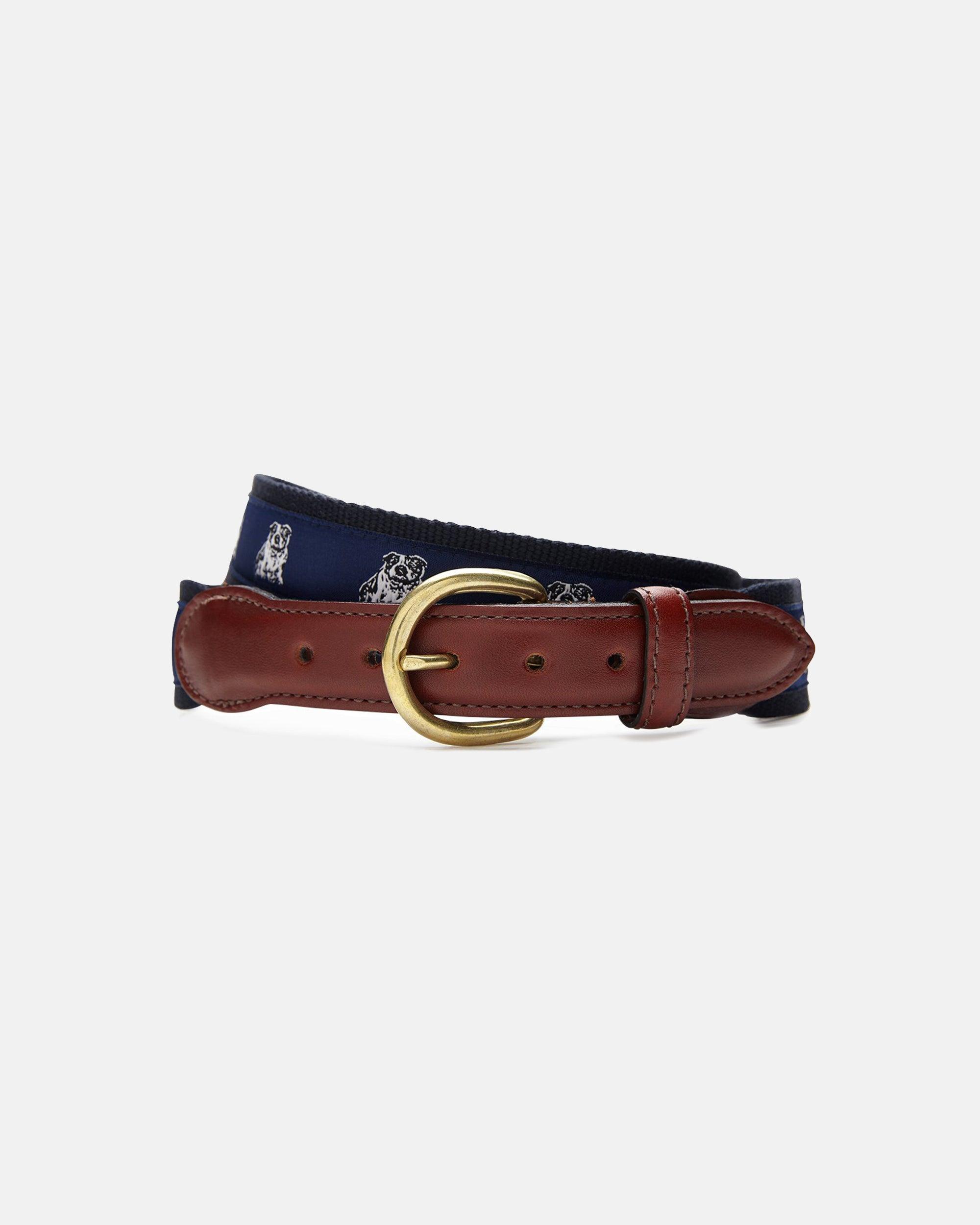 J. PRESS Made-in-USA Bulldog Motif Belt