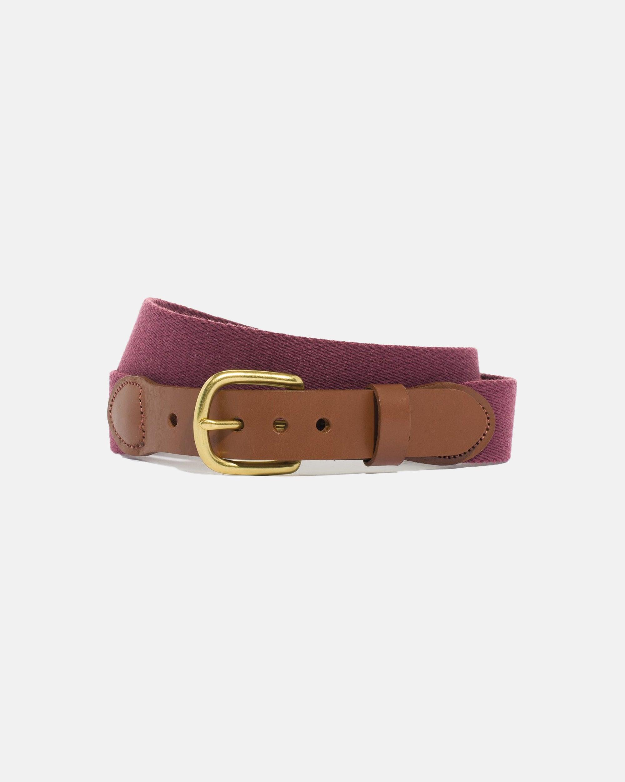 Made-in-USA Solid Maroon Smooth Belgian Surcingle Belt