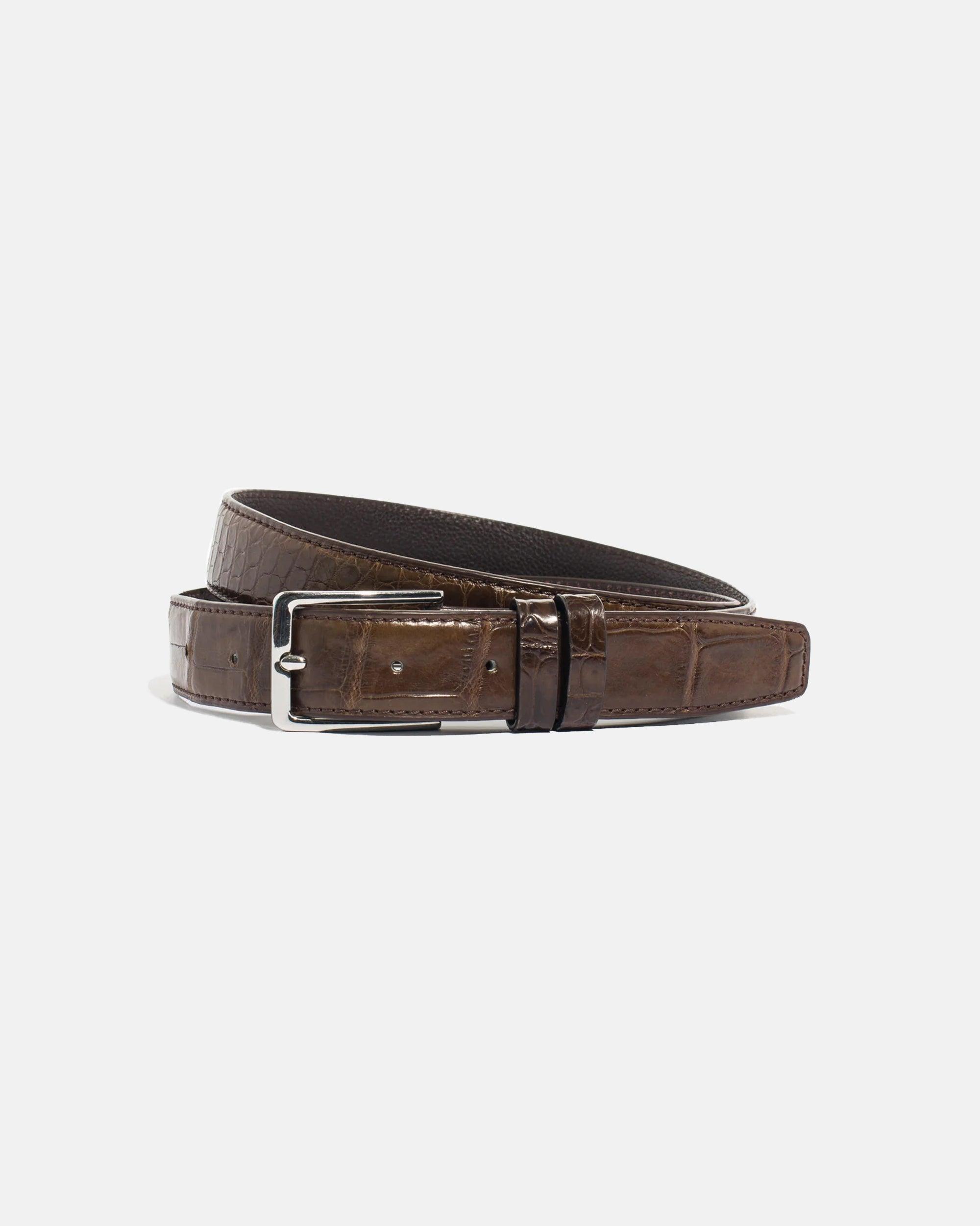 Made in USA Chocolate Brown Crocodile Belt